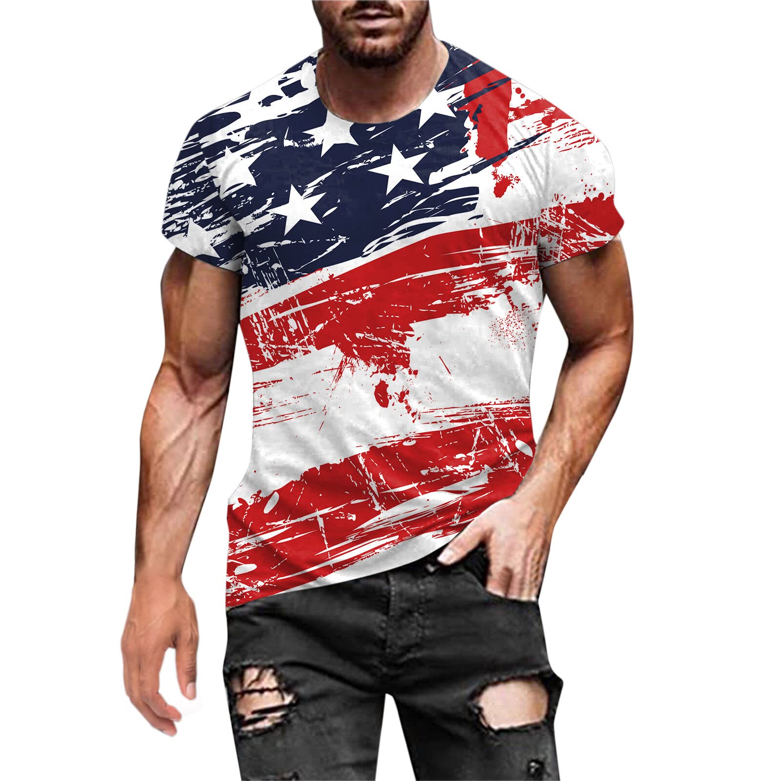 Men's Lightweight Comfortable T-Shirts - Colorful 3D Printed Funny Graphic Tees for Independence Day | Casual Wear, Parties & Everyday Outfits