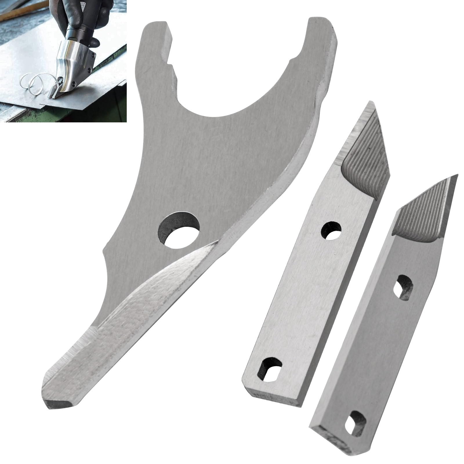 Kett 102 K-200 & K-100 18 Gauge Shear Blade Replacement Kit - Includes Left/Right/Center Blades & Spacer Bushing (60-22L, 60-21, 60-22R, 60-27) - Perfect for Metal Fabrication, HVAC Work & DIY Projects