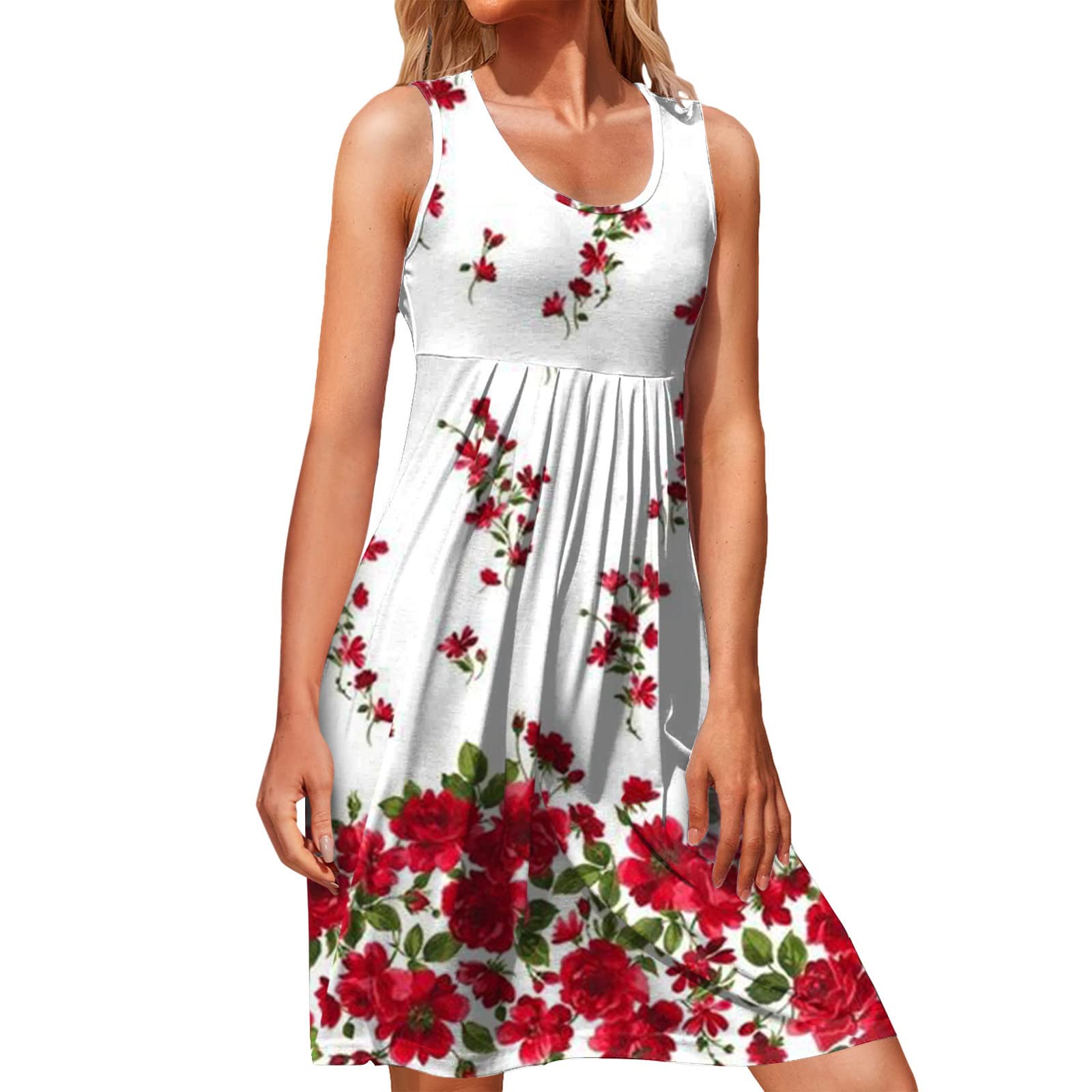 Women's Short Sleeve Summer Dress - Casual Loose Tank Dress with Fashion Print | Perfect for Beach Outings, Vacation Wear & Everyday Summer Style