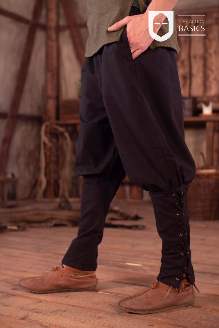 Viking Trousers for Men - Black Medieval Norse Pants - Perfect for LARP, Cosplay, and Historical Reenactment