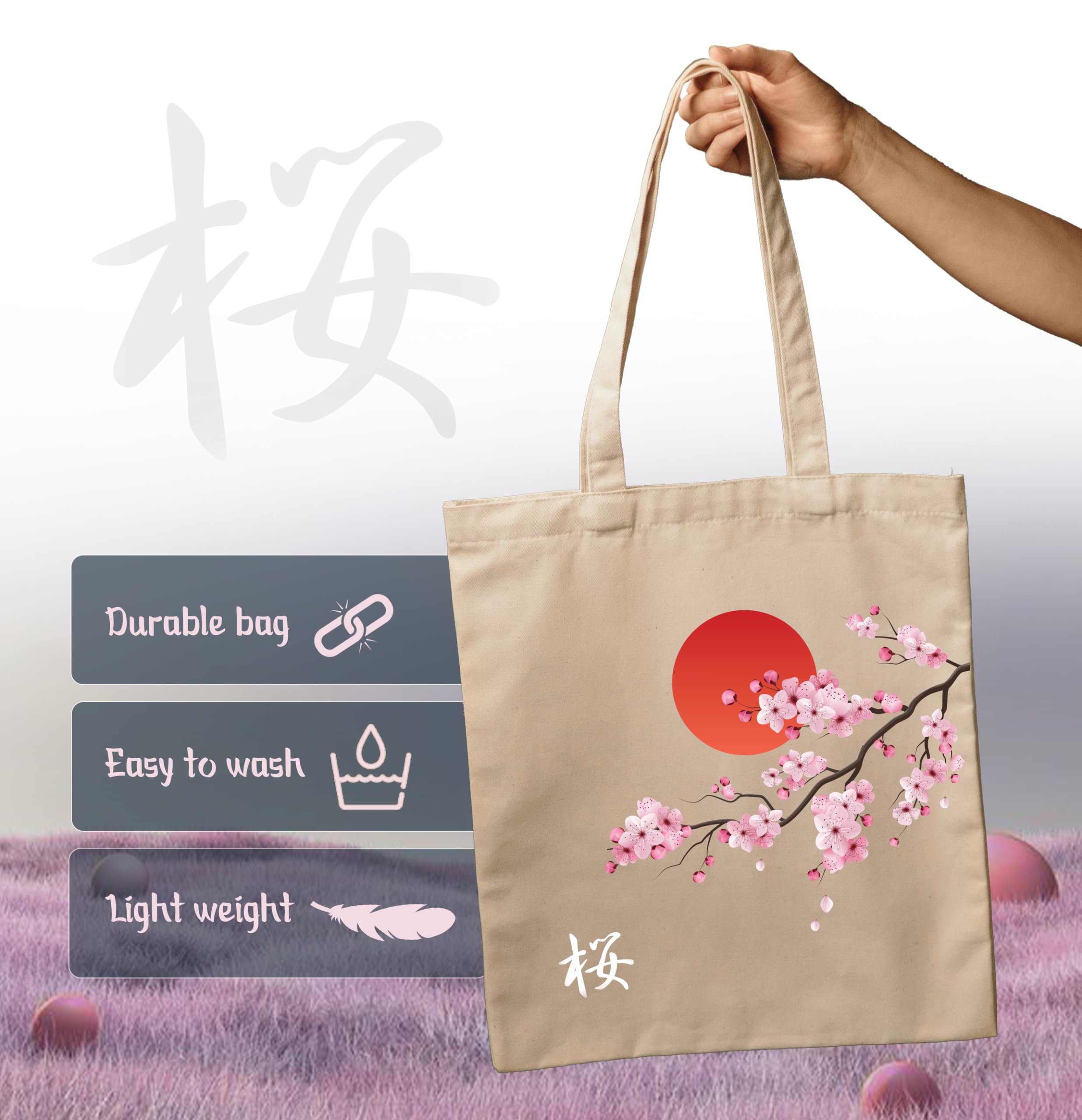 Eco-Friendly Organic Cotton Canvas Tote Bag for Women - Reusable Shopping Bag, College Backpack, Work & Travel Purse - Perfect for Office, Beach, Grocery & Daily Use