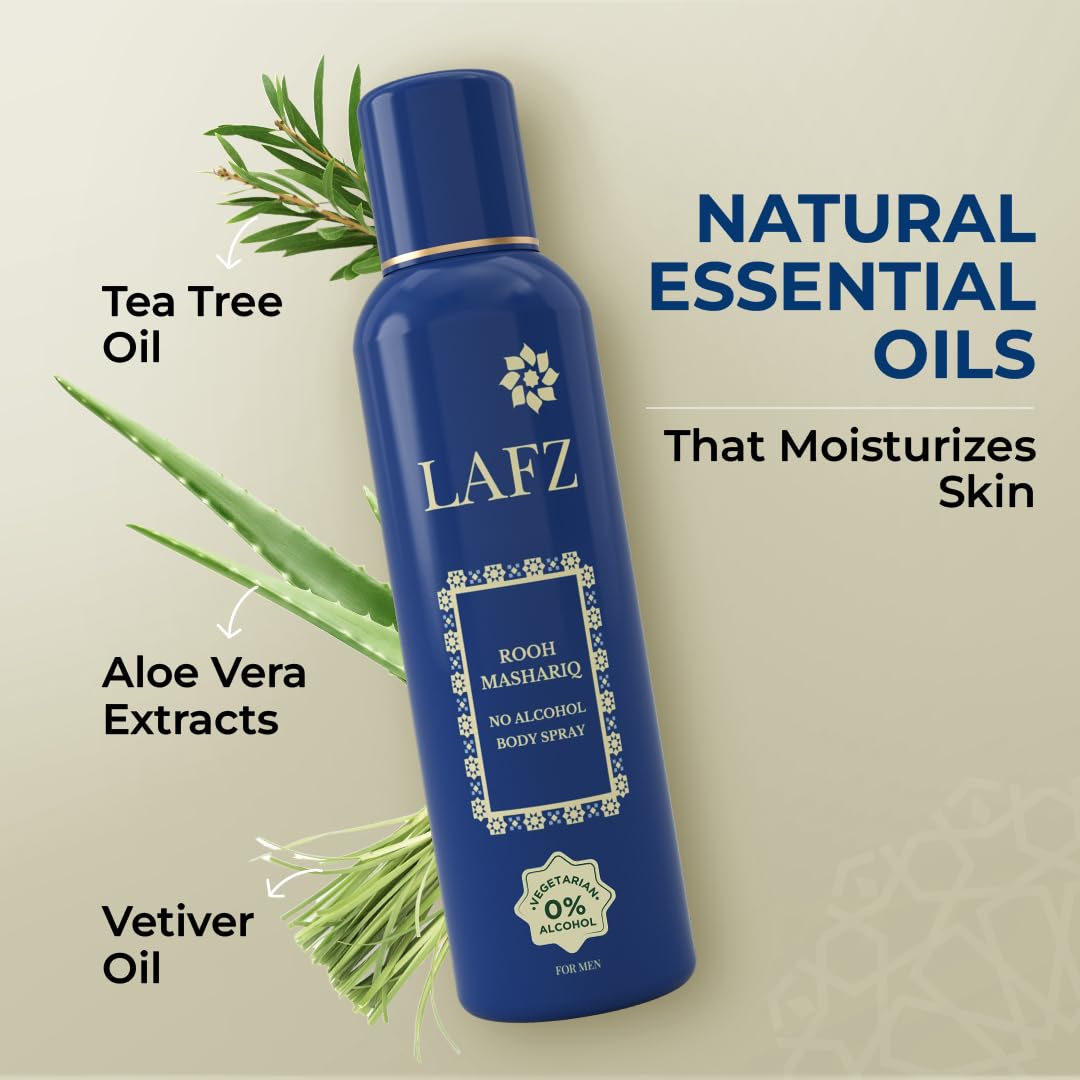 Lafz Rooh Mashariq Alcohol-Free Body Spray for Men, 150ml - Long-Lasting Fragrance for Daily Use & Special Occasions