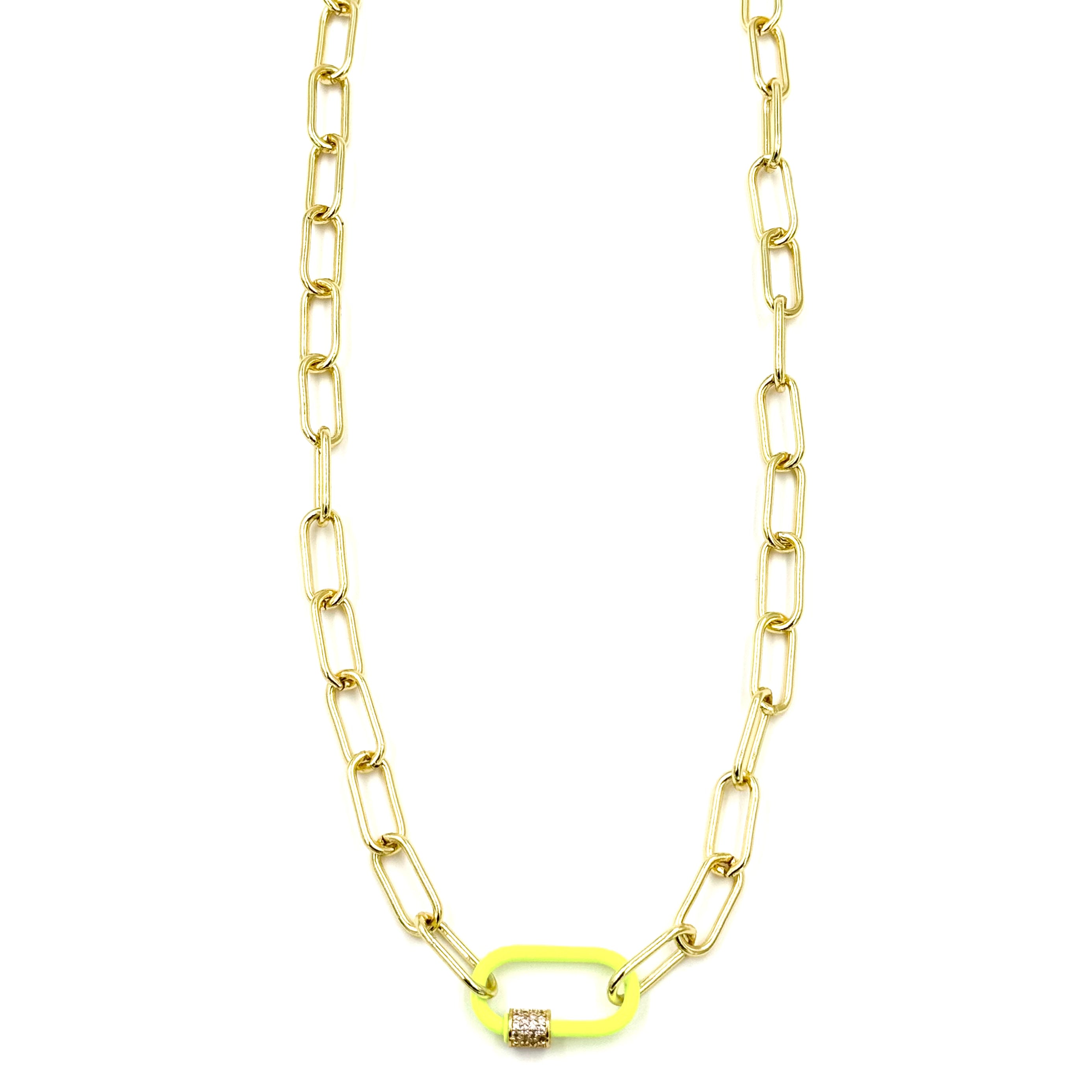 Ashley Gold Stainless Steel Neon Enamel Lock Necklace for Women - Trendy Layering Jewelry for Parties, Date Nights & Everyday Wear