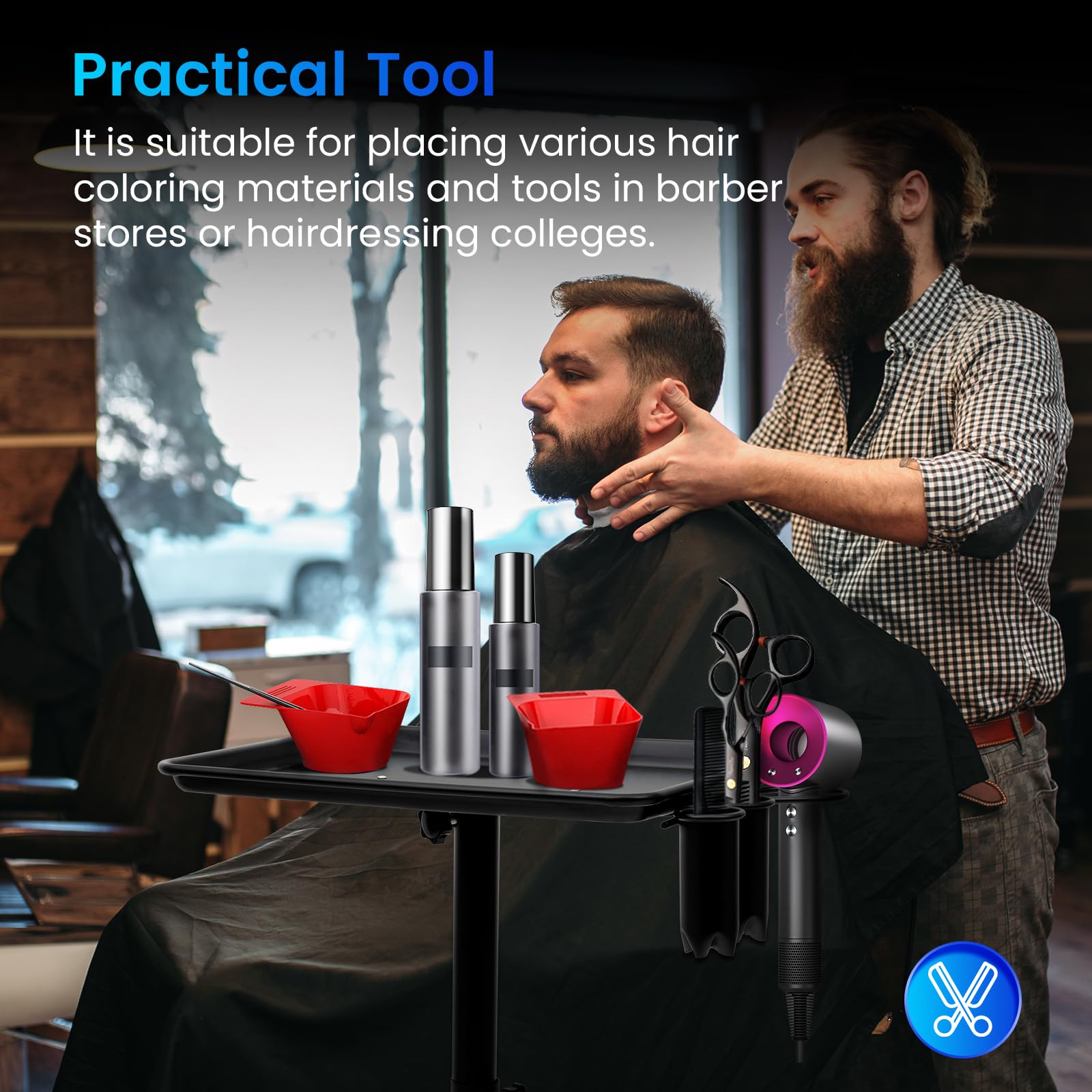 Premium Aluminum Salon Tray on Wheels - Adjustable Rolling Tattoo Trolley for Salon & Spa | Mobile Equipment Storage Tray | Perfect for Tattoo Artists, Nail Technicians & Beauty Professionals