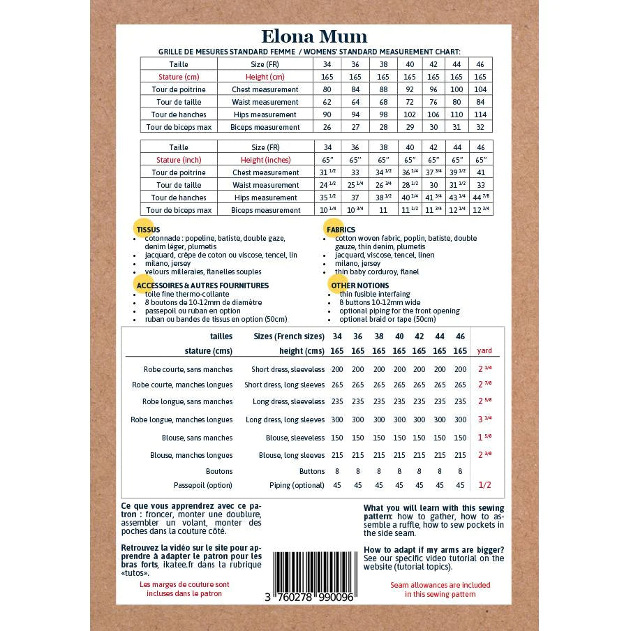 Elona Blouse and Dress Sewing Pattern - DIY Women's Fashion Design for Casual Wear & Special Occasions