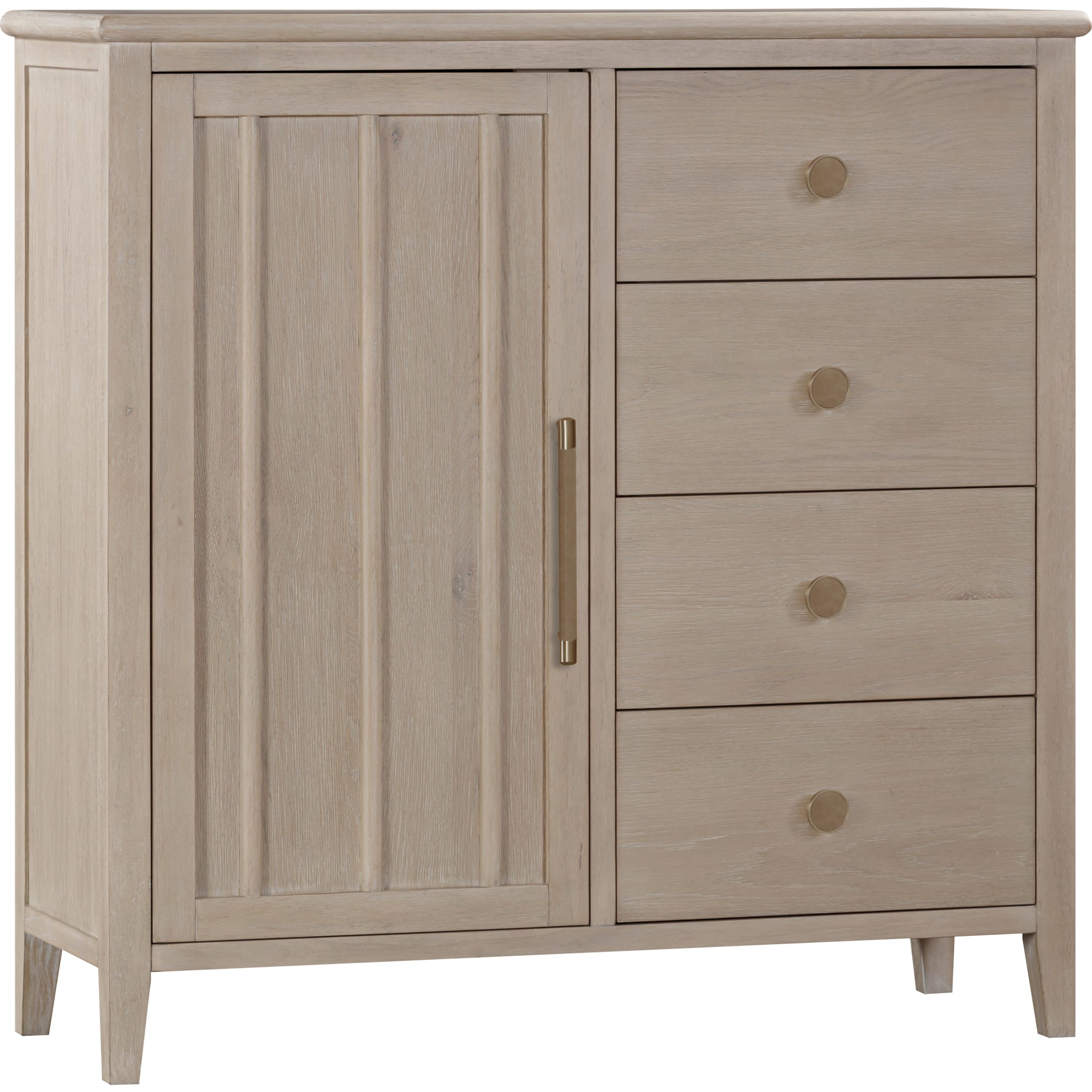 Camden 6-Drawer 1-Door Oak Wood Dresser Chest in Chai Finish - Perfect for Bedroom Storage & Closet Organization