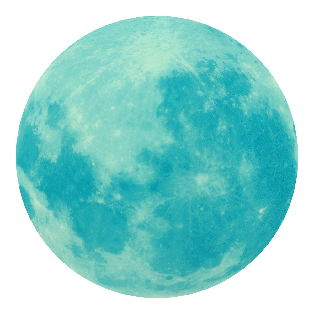TWUYHCU 30cm Glow in the Dark Moon Wall Sticker - Blue Luminous Wall Decals for Kids Room, Bedroom & Living Room Decor - Perfect for Night Lights, Nursery Decor & Space-Themed Room Design