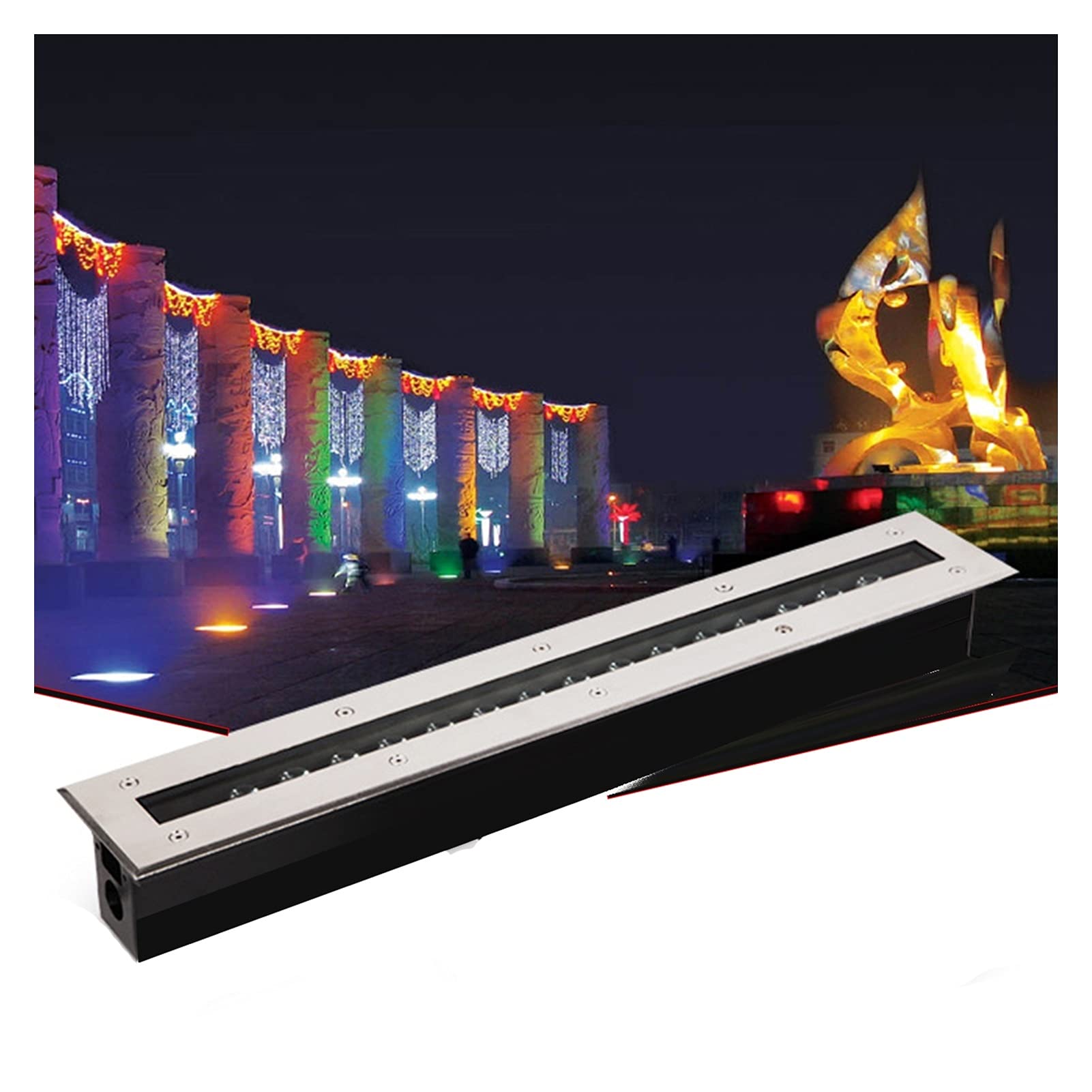 BDSHL 24W Red LED Flood Light Outdoor Rectangular Buried AC85-265V Waterproof Underground Lights for Park, Landscape, Garden & Pathway Lighting - Energy Efficient Embedded Lighting Solution