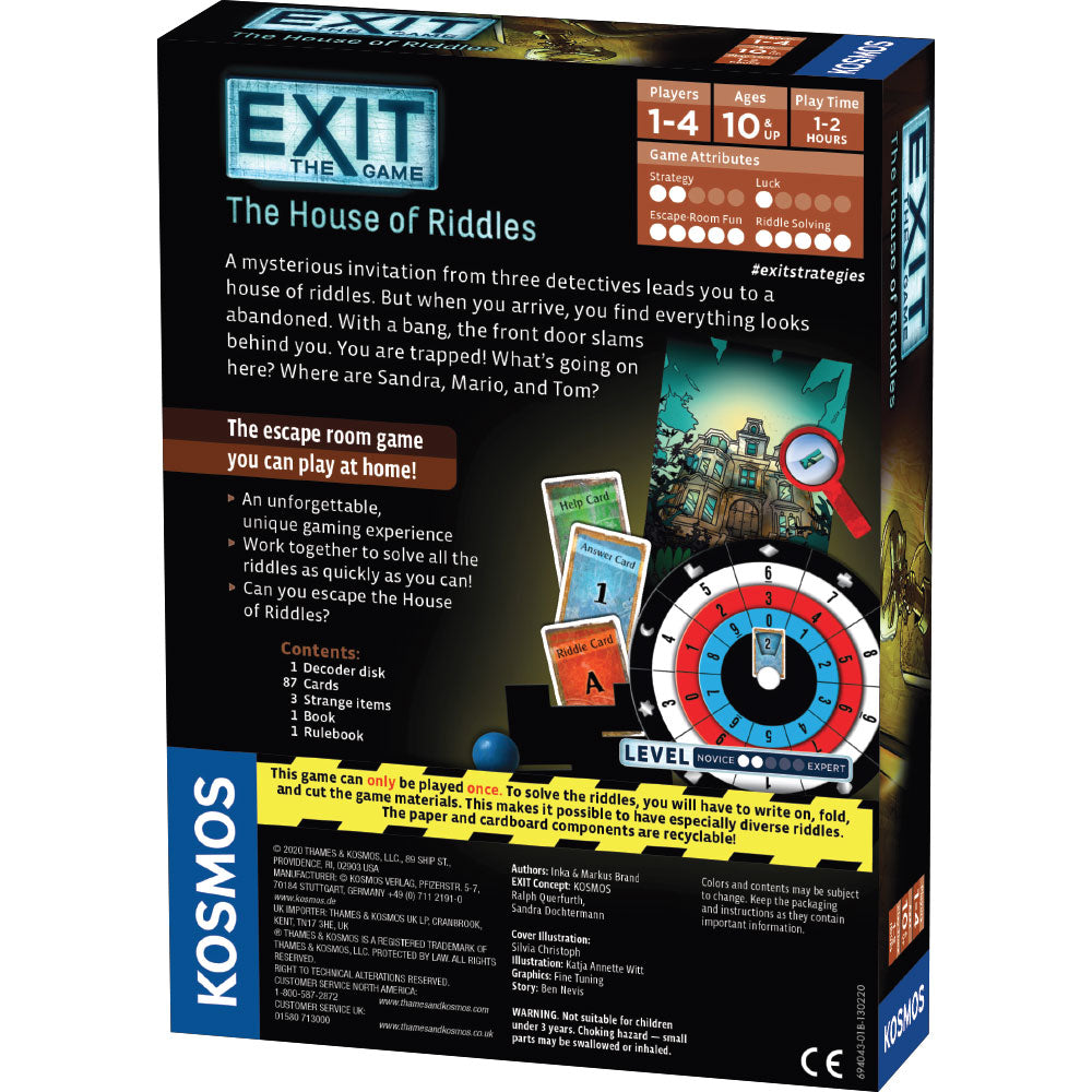 EXIT: The House of Riddles - Escape Room Board Game for Adults & Teens | Challenging Puzzle Adventure | Perfect for Family Game Nights & Party Entertainment