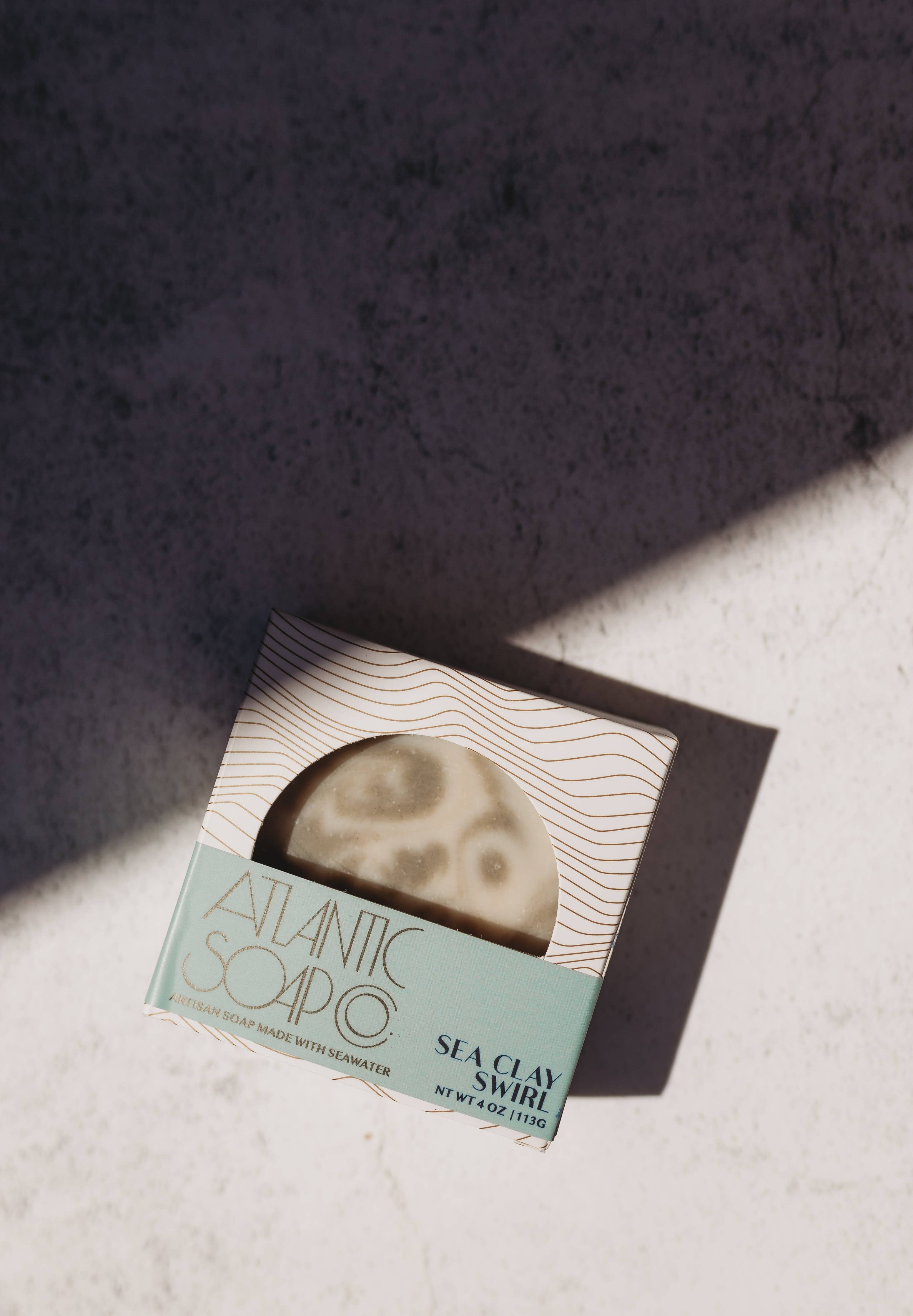 Natural Sea Clay Swirl Soap Bar for Acne & Detox - Handmade Organic Face & Body Cleanser for Sensitive Skin | Perfect for Spa, Travel & Gift Sets