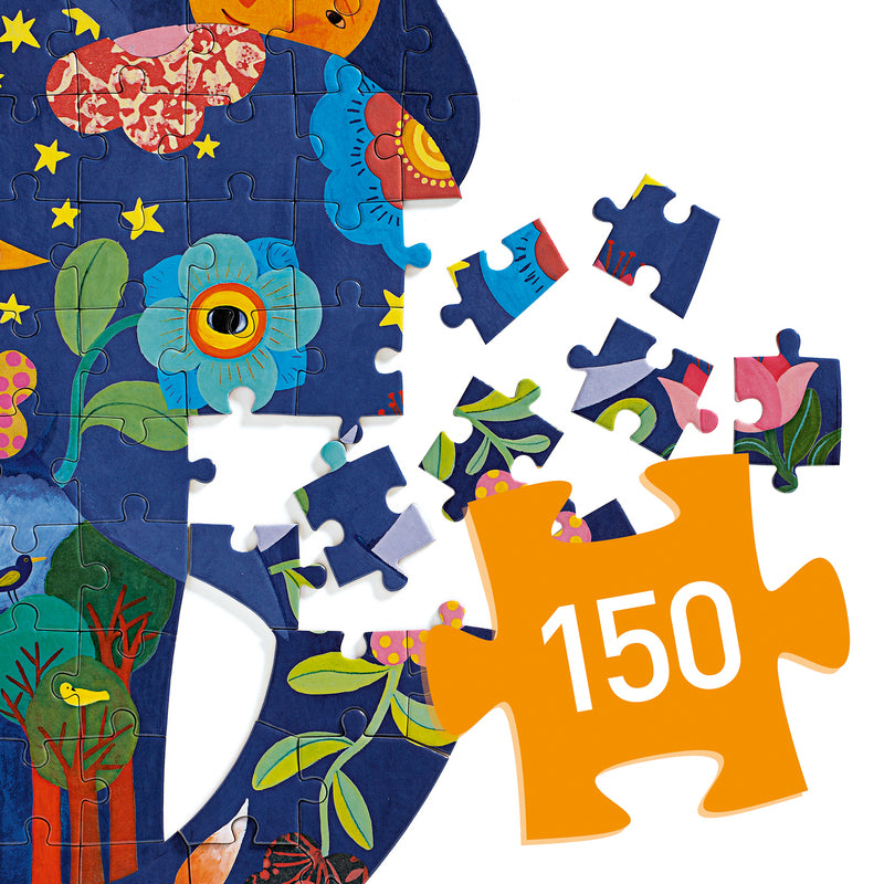 150-Piece Elephant Art Puzzle for Kids by Djeco | Creative Animal Puzzle Game for Children's Learning & Playtime