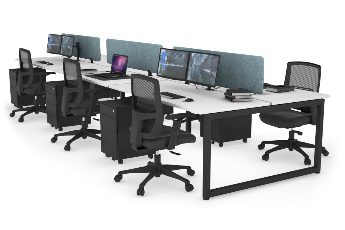 Quadro Loop Legs 6-Person Office Workstation Desk [1800L x 700W] - Modern Collaborative Workspace Solution for Team Projects & Open Office Layouts