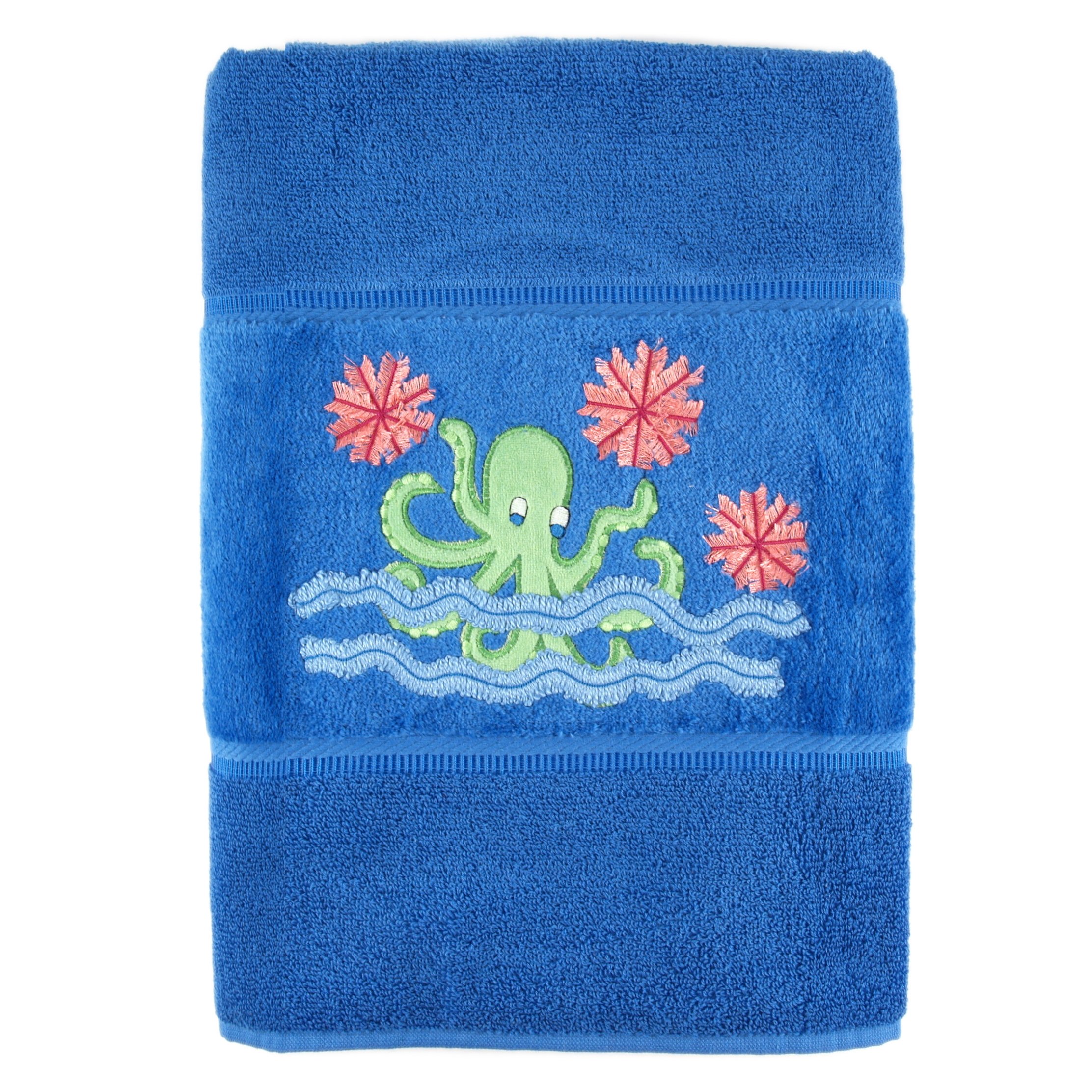 Premium Octopus Garden Embroidered Hand Towel Set - Soft Absorbent Kitchen & Bath Towels for Home Decor, Spa, Gifts - Luxury Cotton Towels for Bathroom, Kitchen, Guest Use