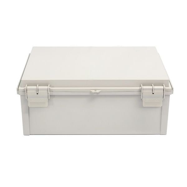 Boxco Q Series 11.81 x 11.81 x 6.30 Inches (300 x 300 x 160mm) Waterproof Plastic Enclosure - IP67 & IK08 Rated ABS Case with Transparent Cover, Hinged Lid & Secure Latch - Ideal for Outdoor Electronics, DIY Projects & Industrial Equipment Protection