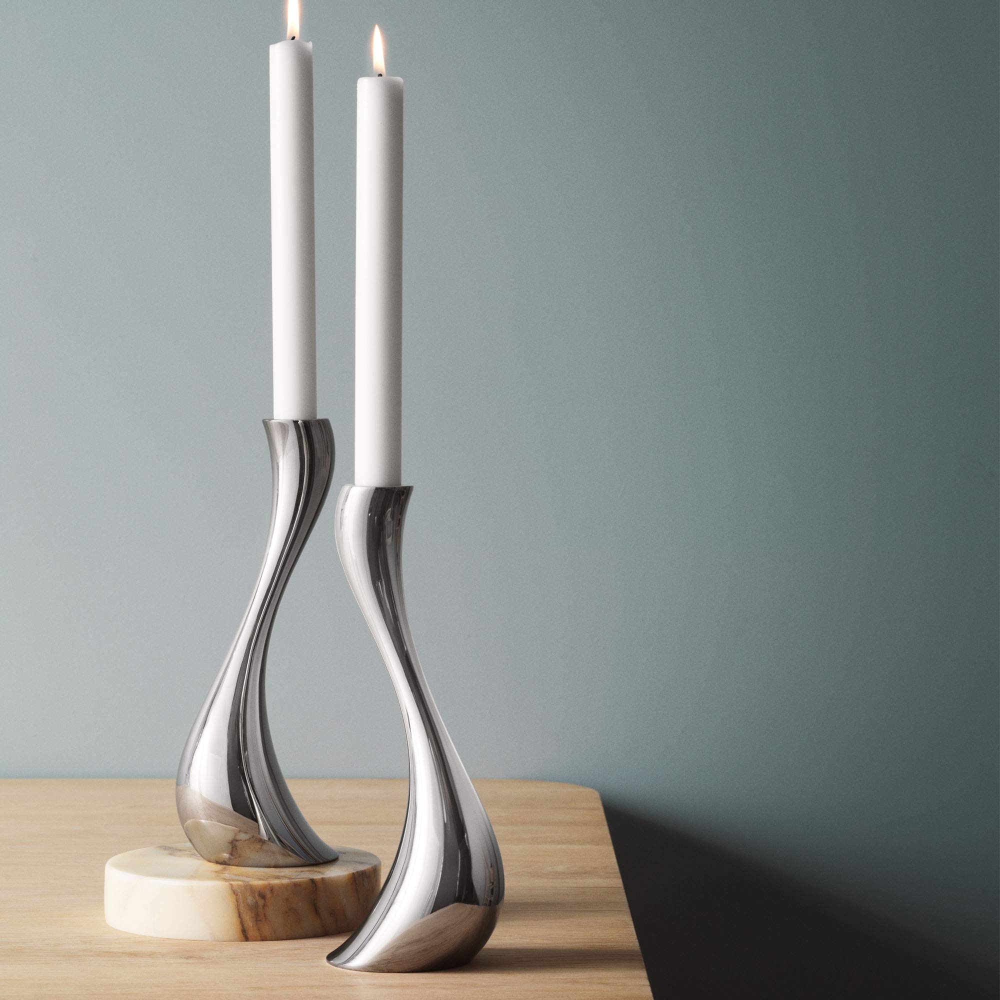 Georg Jensen Cobra Medium Candle Holder Set of 2 - Modern Home Decor for Dining Table, Living Room & Wedding Centerpiece