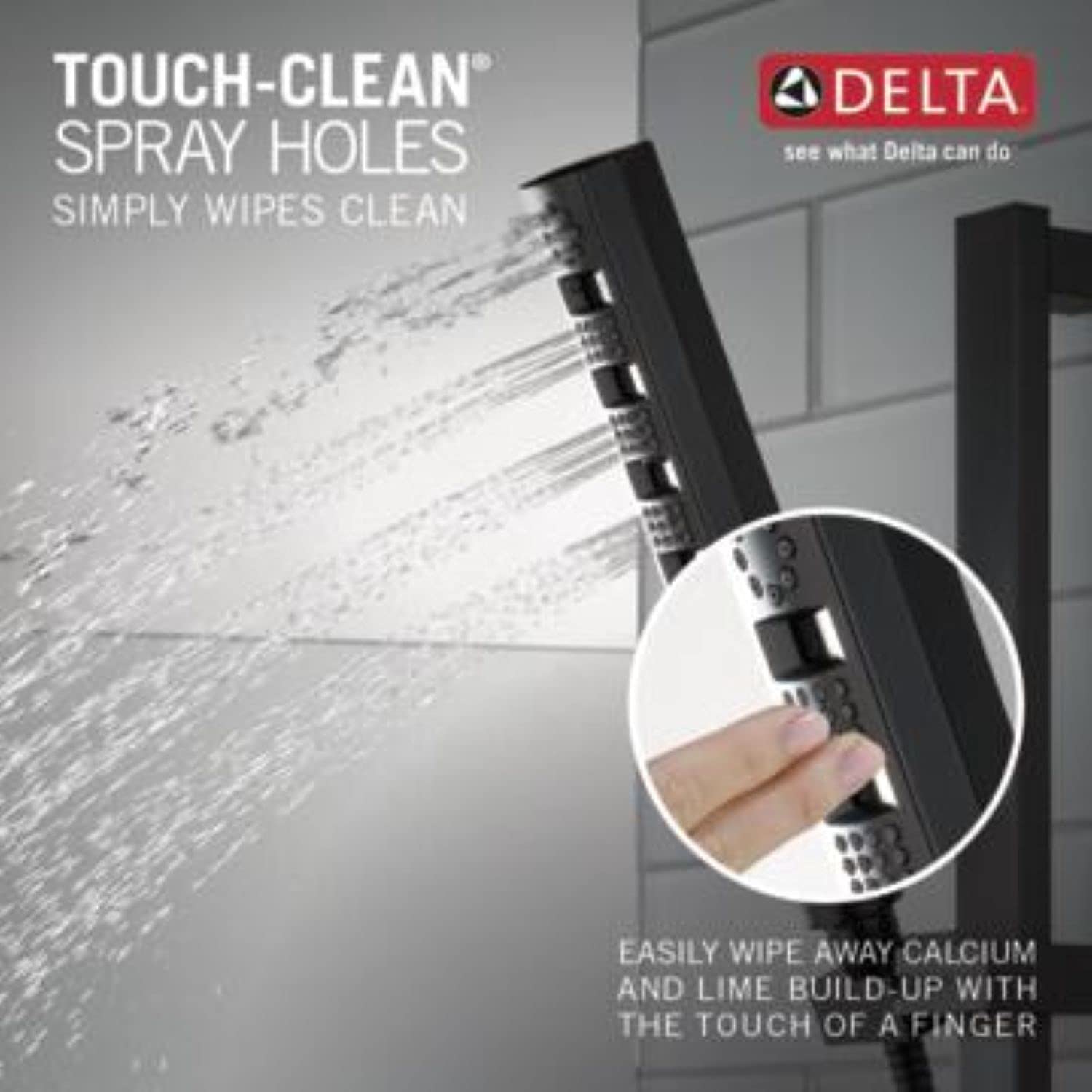 Delta Faucet H2Okinetic Slide Bar Handheld Shower Head with Hose - Matte Black 51140-BL | Adjustable Shower System for Bathroom & Spa Relaxation