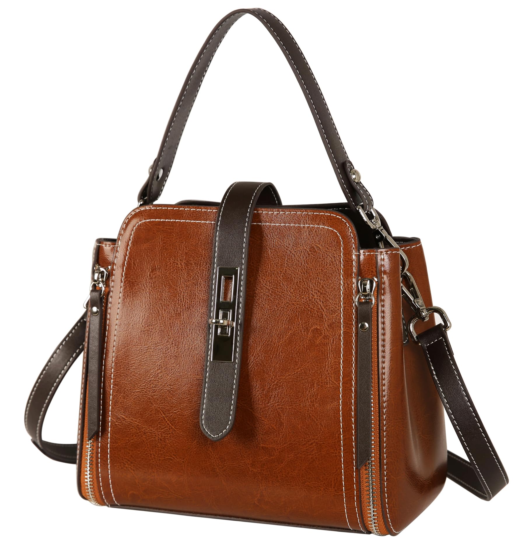 HESHE Genuine Leather Handbags for Women - Stylish Shoulder Bags, Satchels & Crossbody Purses | Perfect for Work, Travel & Everyday Use