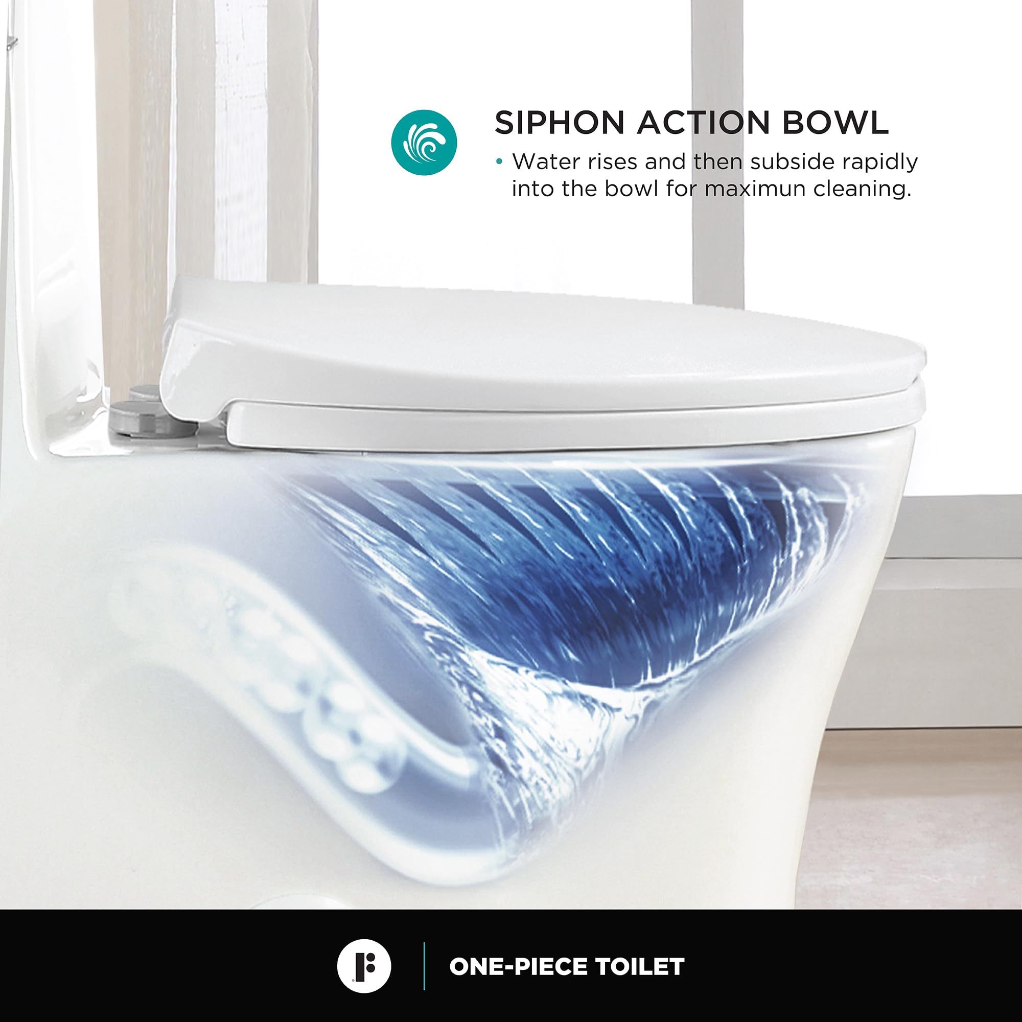 Modern One-Piece Toilet with High-Efficiency Dual Flush System | Compact Space-Saving Design | Round Toilet Seat | 12