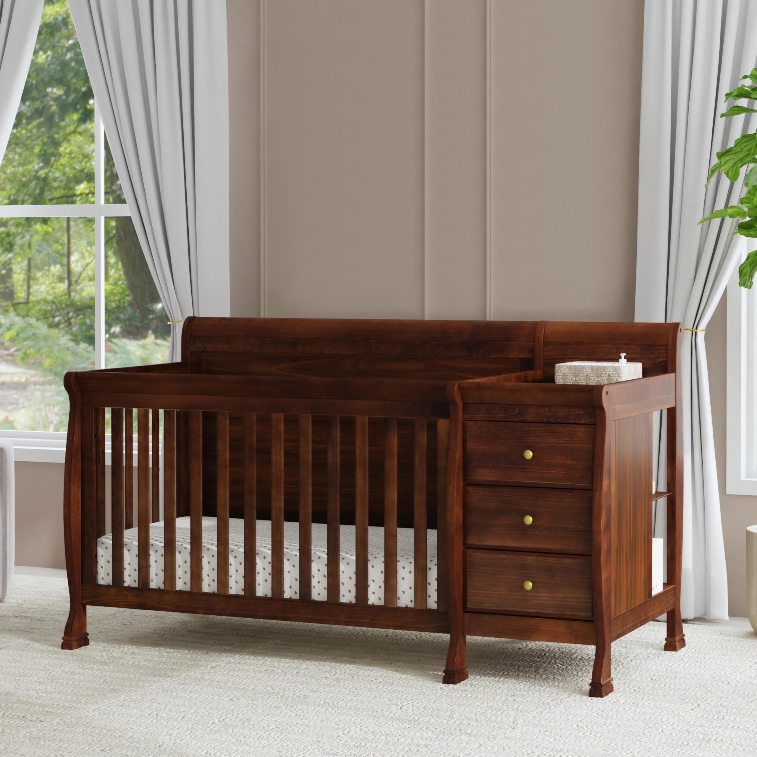 DaVinci Kalani 4-in-1 Convertible Baby Crib with Changing Table - GREENGUARD Gold Certified - Converts to Toddler Bed, Daybed & Full-Size Bed - 4 Adjustable Mattress Heights - White - Perfect for Nursery, Bedroom & Guest Room