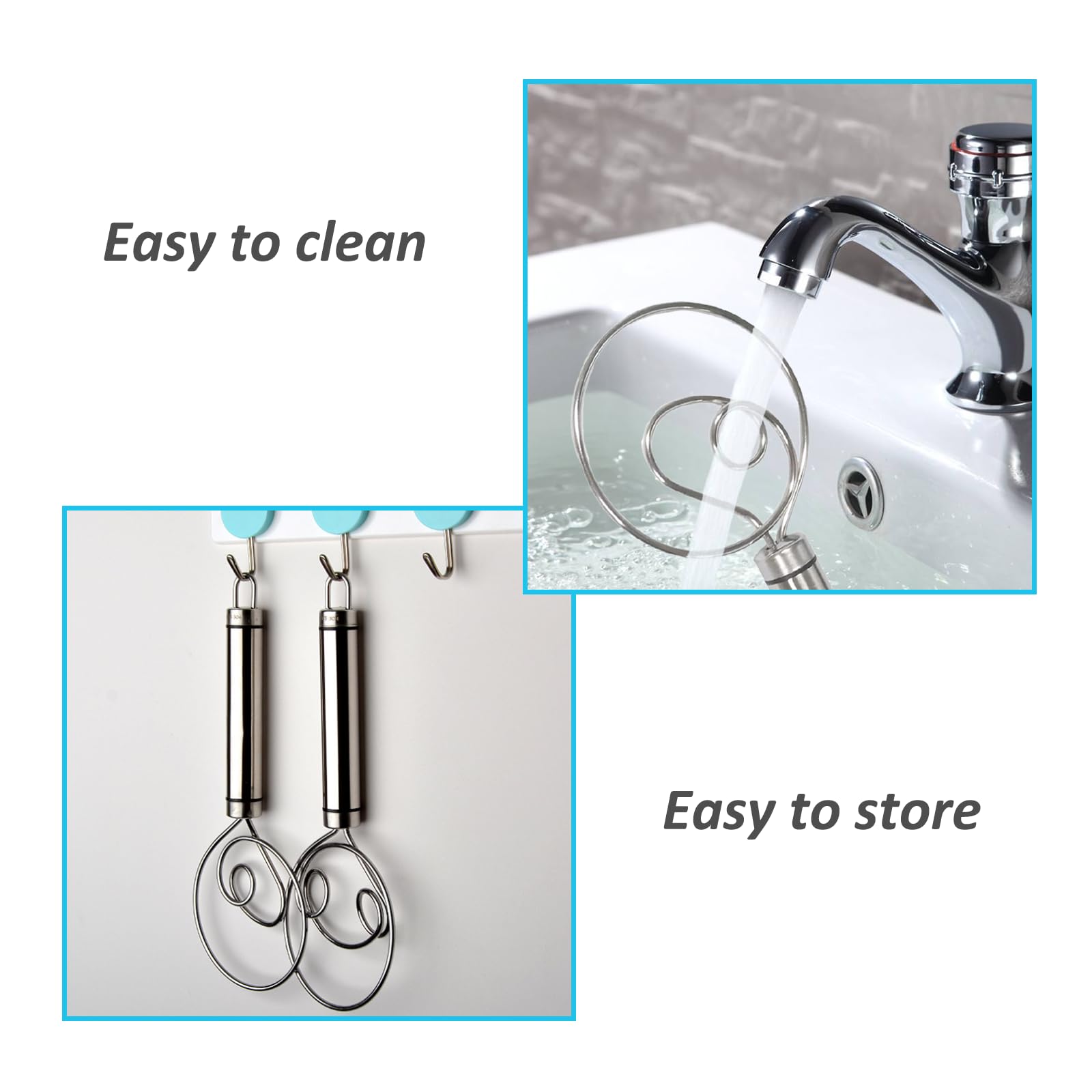 Premium Stainless Steel Danish Dough Whisk - Large Hand Mixer for Bread, Pastry & Pizza Dough - 2 Design Options - Perfect for Baking, Artisan Cooking & Homemade Dough Preparation