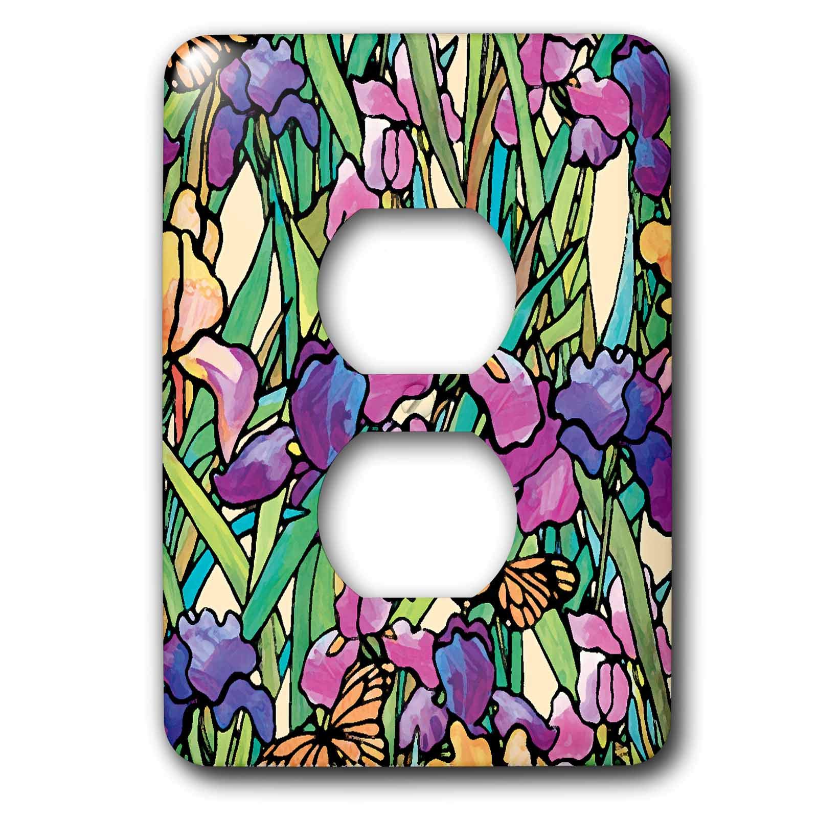 3D Rose Iris Flower 2 Plug Outlet Cover - Decorative Electrical Outlet Cover for Home, Office, Nursery - Perfect for Living Room, Bedroom, Kitchen Decor