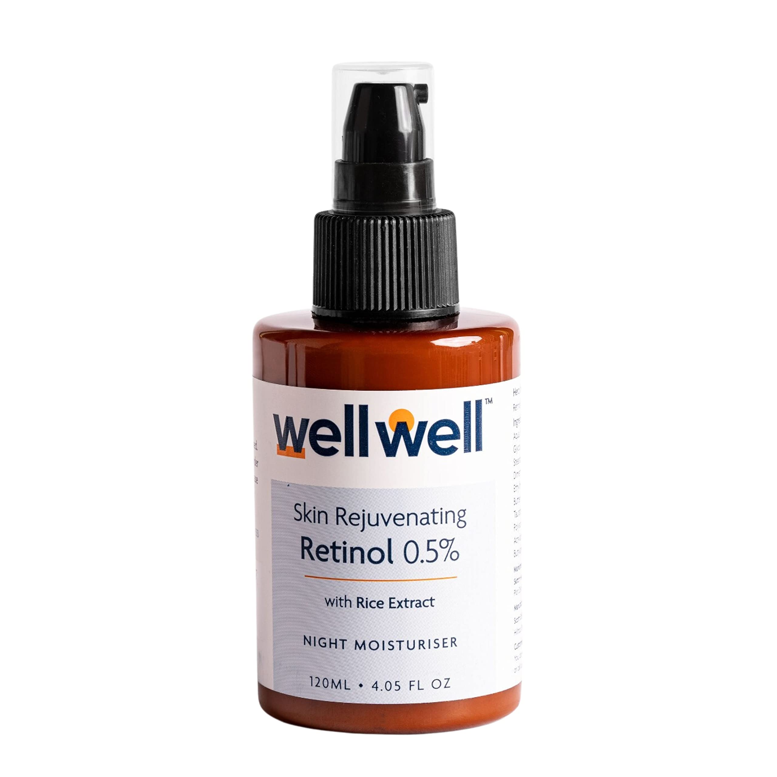 WellWell 0.5% Retinol Night Cream for Fine Lines & Wrinkles - Anti-Aging Face Moisturizer | Oil-Free, Non-Sticky Formula for Glowing Skin | Fragrance-Free & Suitable for All Skin Types | 120ml | Perfect for Nighttime Skincare Routine & Anti-Aging Treatment