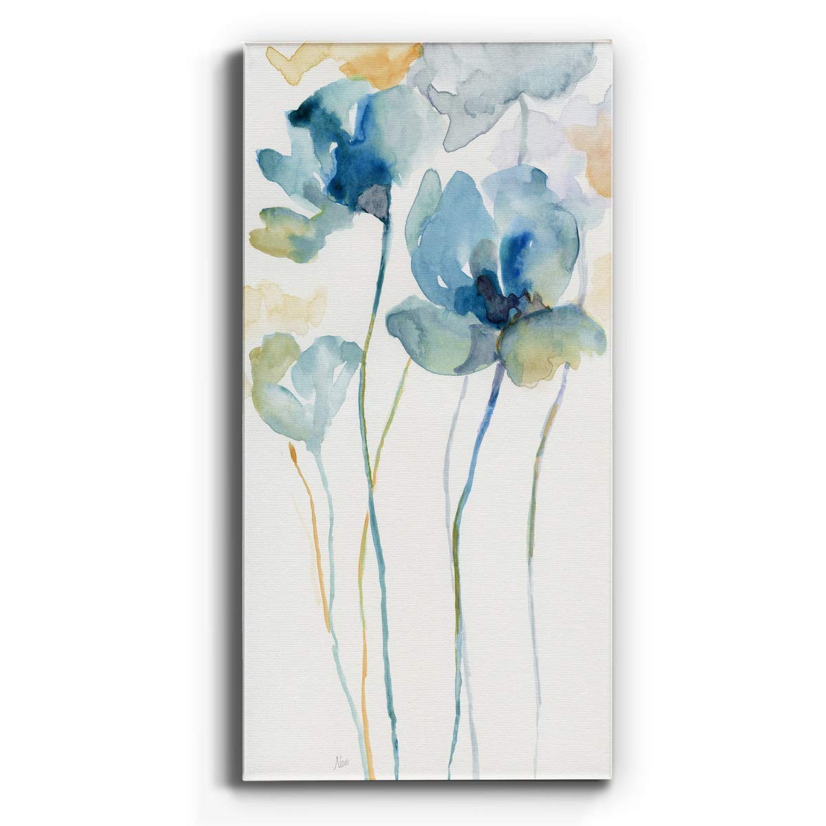 Blue and White Floral Canvas Wall Art - 8x16 Inch Modern Flower Painting Print for Home Decor, Bedroom, Living Room, Dining Room & Office - Perfect for Adding Elegance to Your Walls