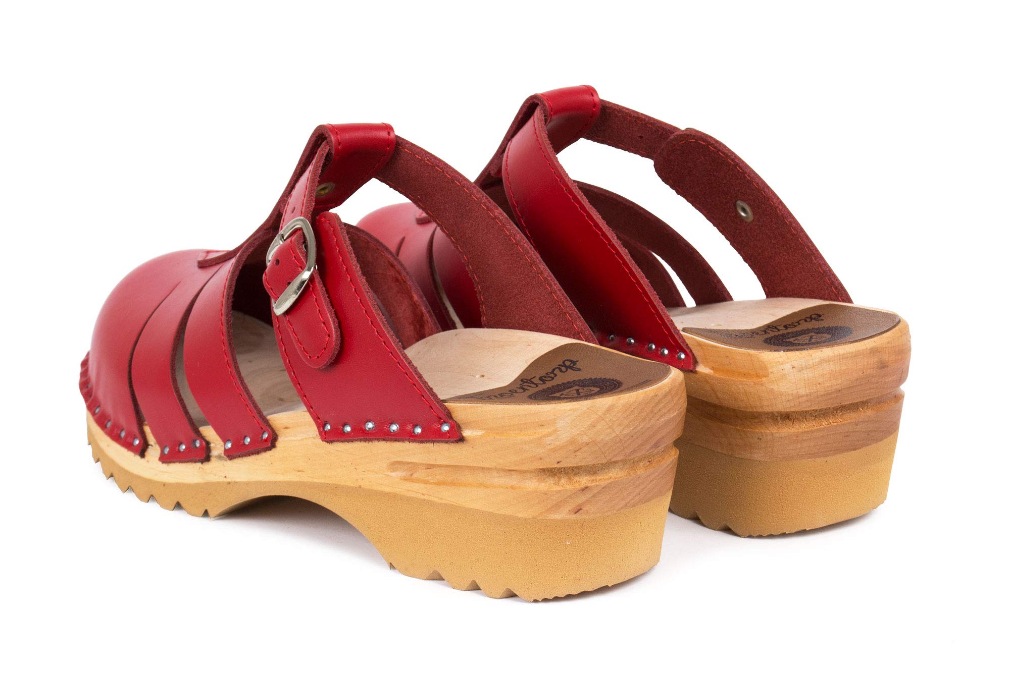 Women's Mary Jane Bastad Slip-On Closed Toe Sandals - Genuine Leather Non-Slip Swedish Wooden Clogs for Comfort & Style | Perfect for Nurses, Teachers & Healthcare Professionals