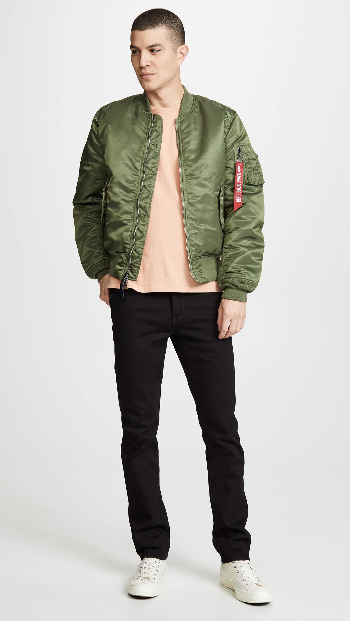 Alpha Industries MA-1 Slim Fit Bomber Flight Jacket for Men - Lightweight Military Pilot Jacket with Water-Resistant Nylon - Perfect for Casual Wear, Outdoor Adventures & Aviation Enthusiasts