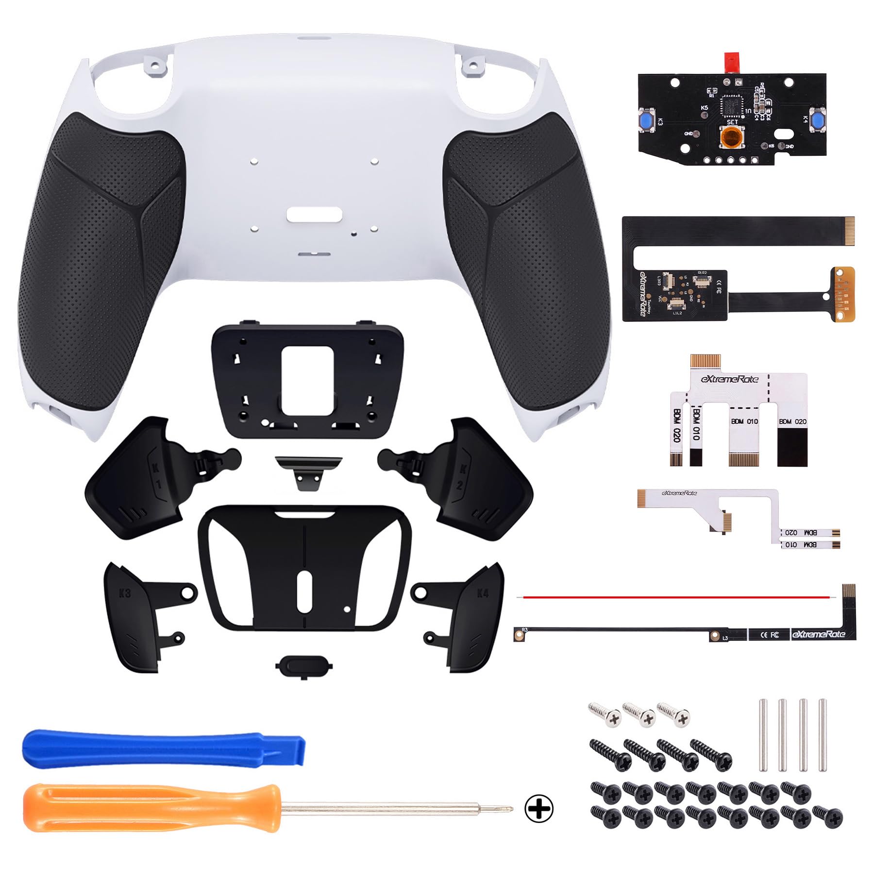 eXtremeRate RISE4 Programmable Remap Kit for PS5 Controller BDM-010/020 - Rubber Grip Cover & 4 Back Buttons Paddle Set - Black - Enhance Gaming Performance for FPS, Racing & Competitive Play