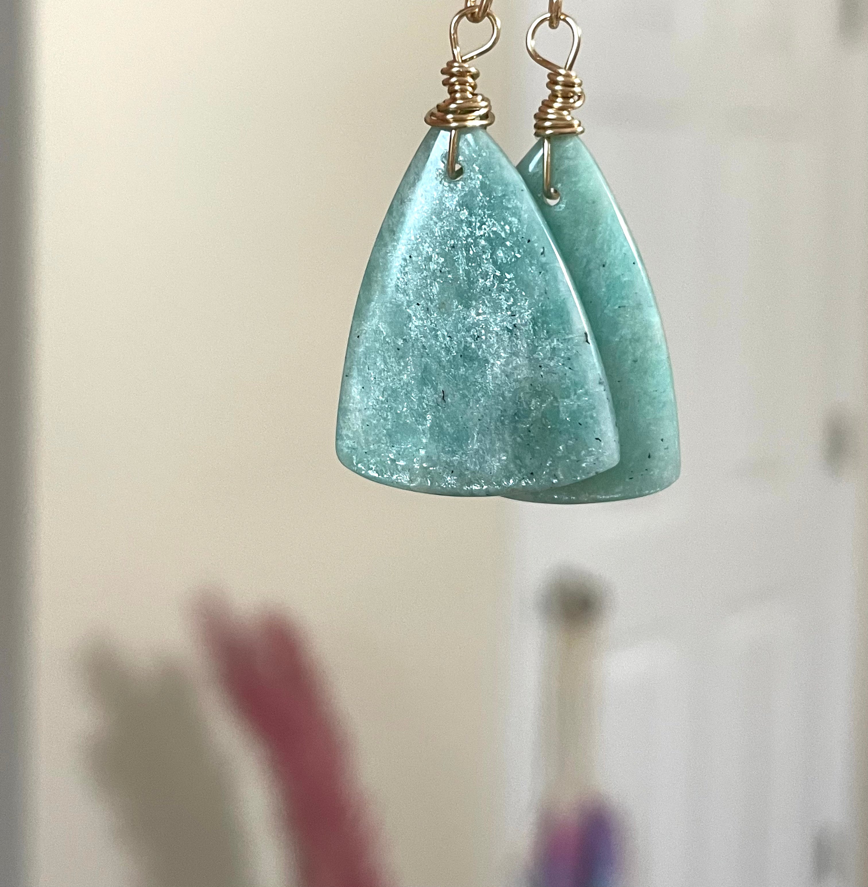 Amazonite Dangle Earrings in Gold Fill - Elegant Boho Jewelry for Women, Perfect for Parties, Weddings & Everyday Wear