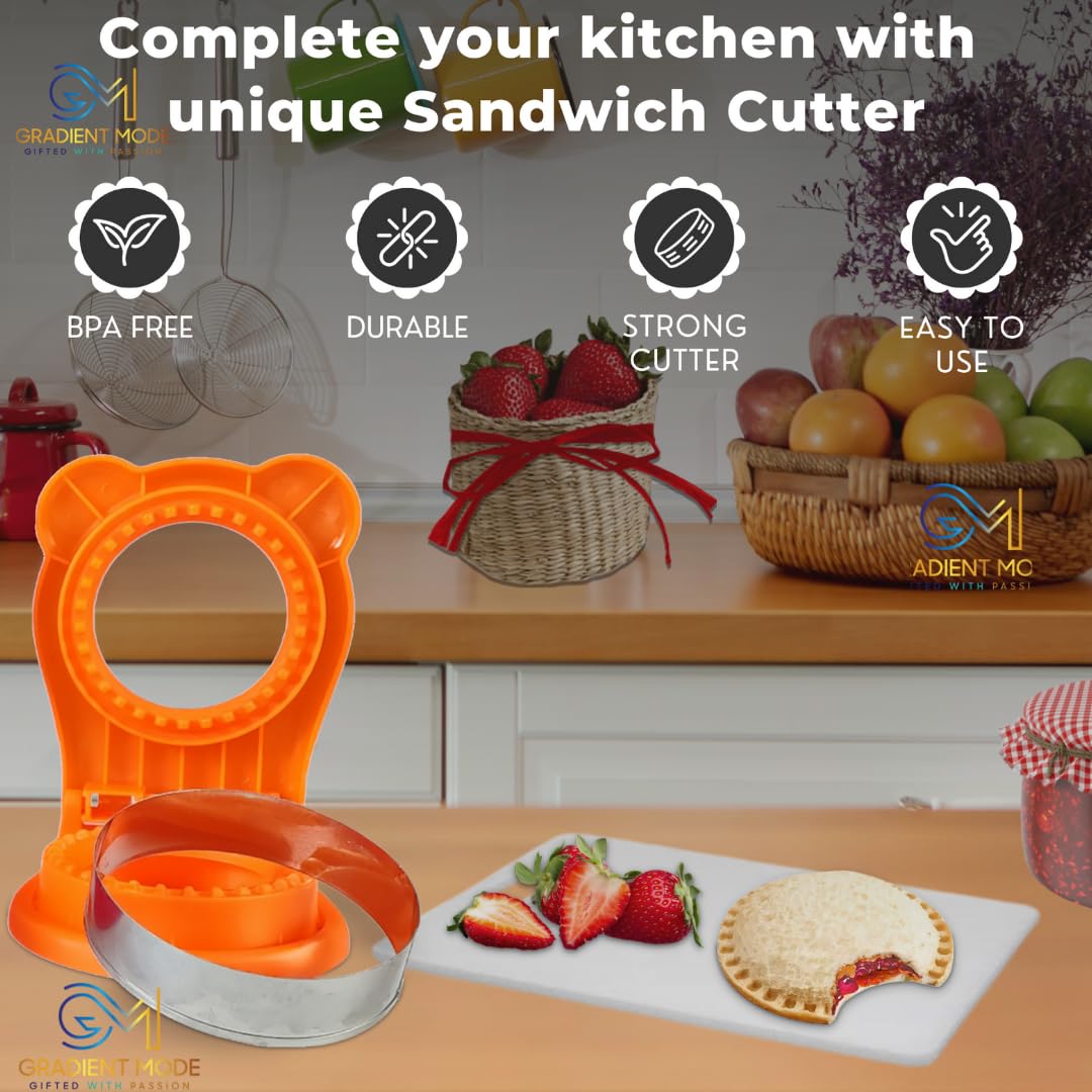 Kids Sandwich Cutter & Sealer - DIY Uncrustables Sandwich Maker for Boys & Girls, Bread Cutter for Lunchbox & Bento Box, Breakfast Sandwich Tool (Red) - Perfect for School Lunches, Picnics & Quick Snacks