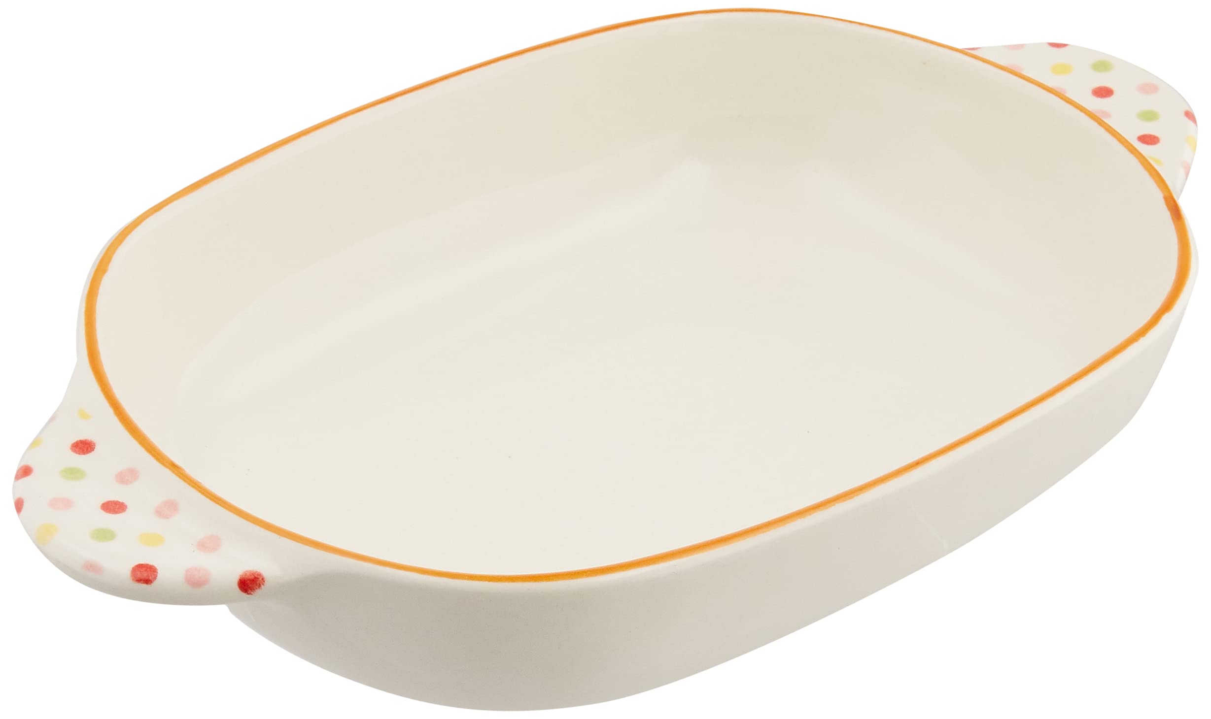 Banko Ware 13289 Microwave & Oven Safe Japanese Ceramic Gratin Dish - Polka Dot Orange Design for Baking, Serving & Reheating | Perfect for Casseroles, Lasagna & Meal Prep