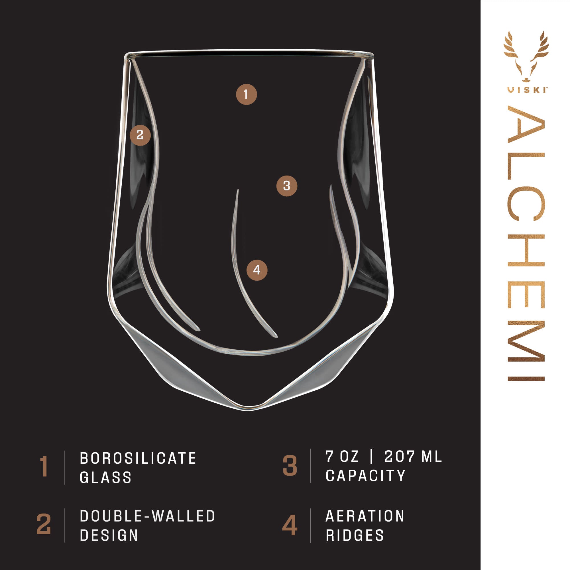 Premium Alchemi Double Walled Aerating Wine Glasses Set of 2 - Insulated Stainless Steel Stemless Tumblers for Red Wine, Whiskey & Cocktails - Perfect for Dinner Parties, Outdoor Entertaining & Gifts