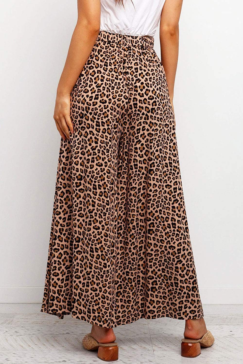 ebossy Women's Leopard Print High Waisted Wide Leg Palazzo Pants - Flowy Loose Fit Casual & Office Pants for Women | Perfect for Work, Travel and Everyday Wear