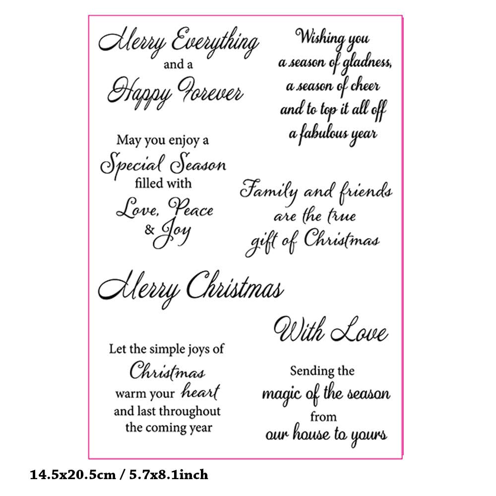 Arbuya Christmas Sentiment Clear Stamps Set - Holiday Card Making, Journaling & Scrapbooking Supplies - Festive Rubber Stamps for DIY Greeting Cards, Art Journals & Paper Crafts - Perfect for Christmas Decorations & Gift Wrapping