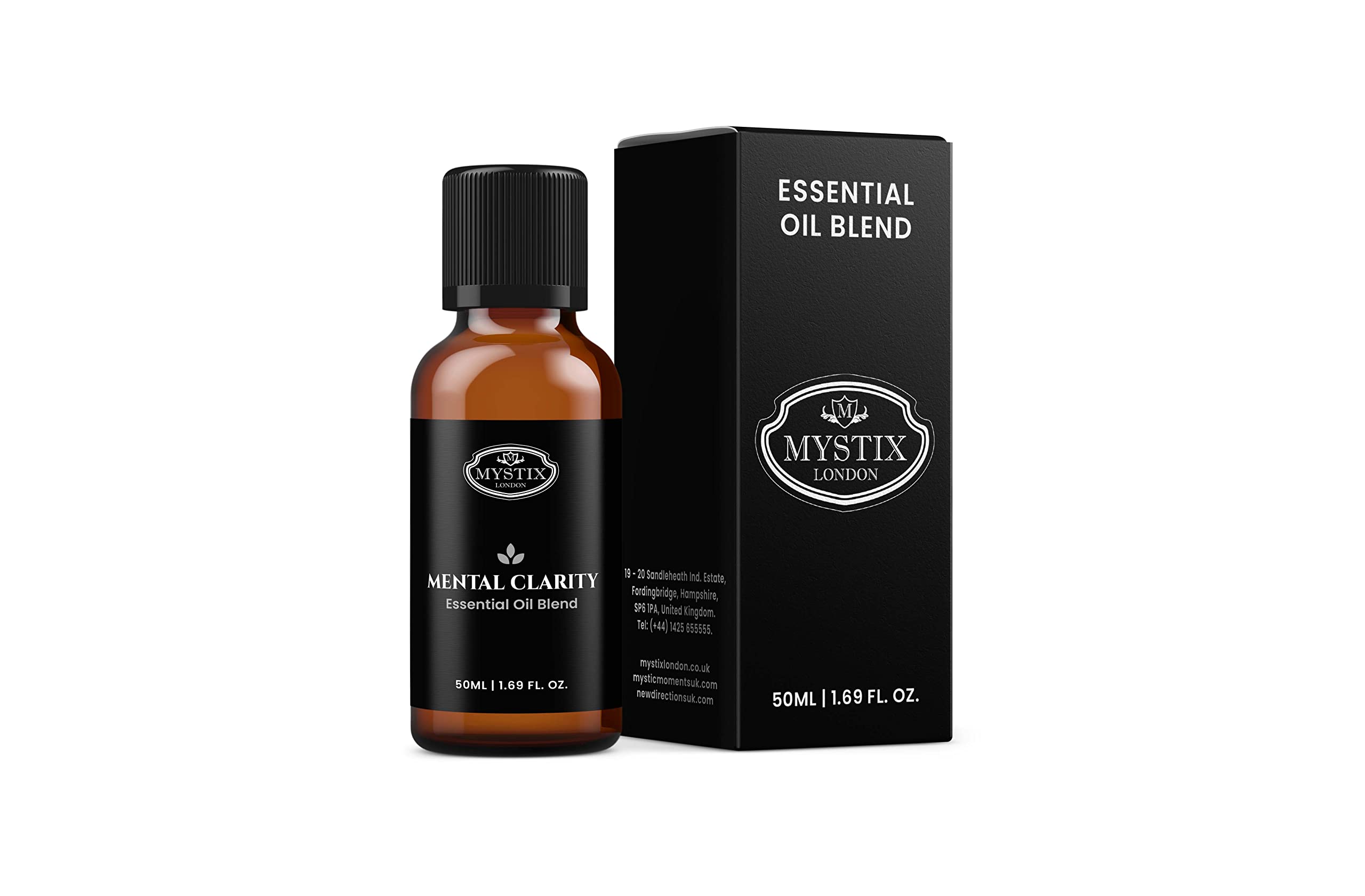 Mystix London Mental Clarity Pure & Natural Essential Oil Blend 50ml - Aromatherapy Diffuser Oil for Focus, Stress Relief & Relaxation | Vegan, Non-GMO | Perfect Gift for Home, Office & Yoga Meditation