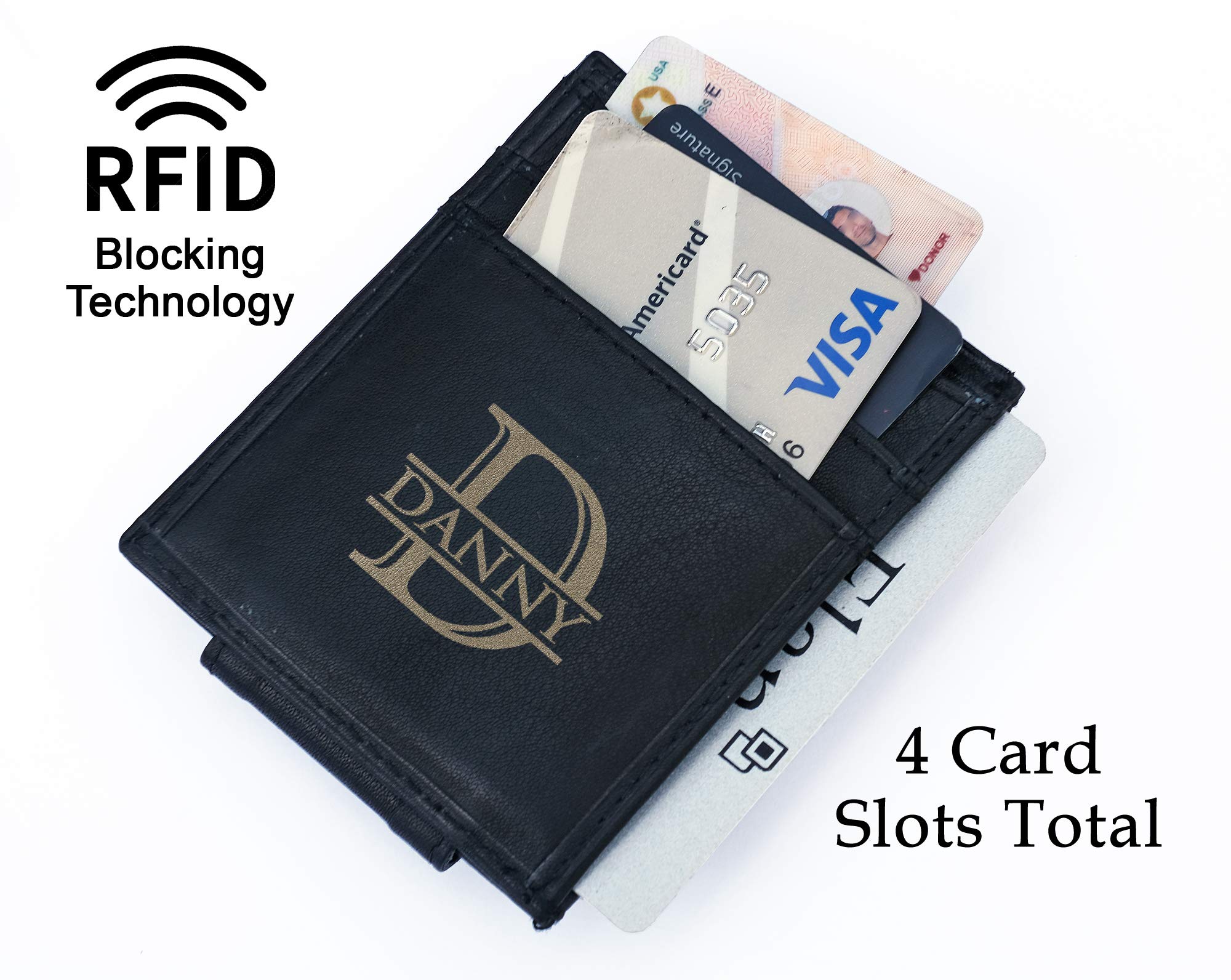 RFID Blocking Leather Wallet with Money Clip - Personalized Gift for Men & Women | Father's Day, Birthday