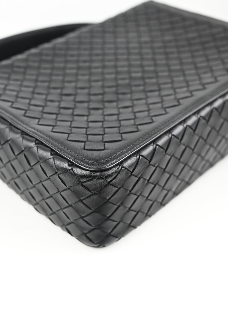 Bottega Veneta Black Square Leather Handbag for Women - Stylish & Elegant Shoulder Bag for Work, Travel & Evening Events