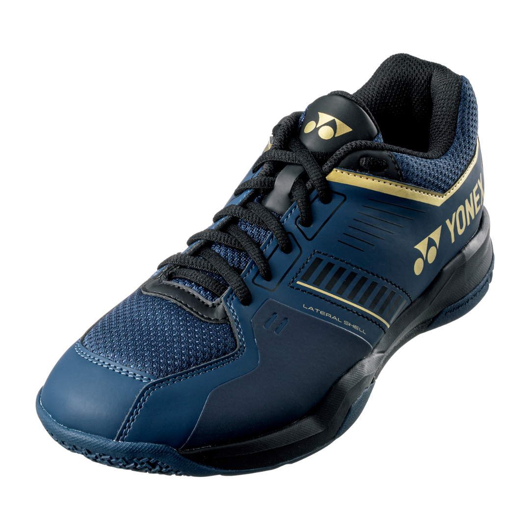 Yonex Power Cushion STRIDER FLOW Wide Men's Tennis Shoes [Navy/Gold] - Lightweight Cushioned Court Shoes for Badminton & Indoor Sports