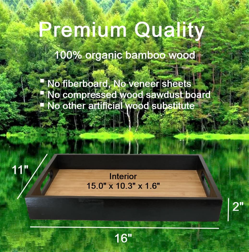 Bamboo Serving Tray with Handles - 16