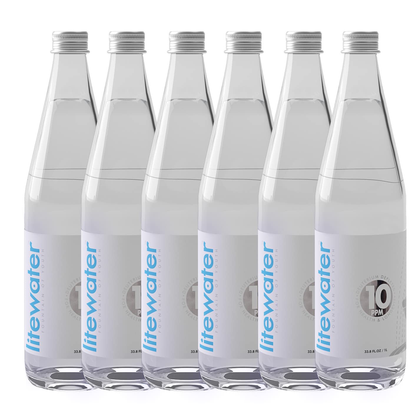 Litewater Deuterium Depleted Water (DDW) 10ppm - Ultra Pure Bottled Water (6 Pack, 33.8 fl oz) - Clean Natural Drinking Water for Health & Wellness - Ideal for Hydration, Detox & Long-Term Wellness Support