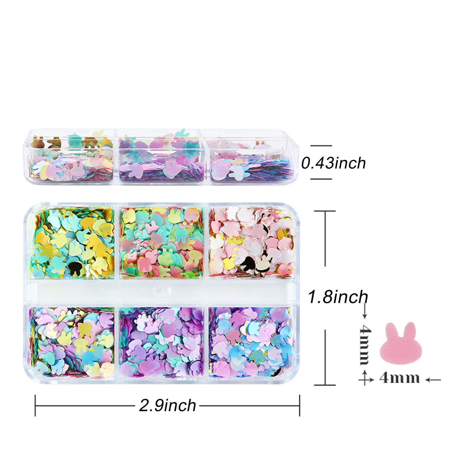 Easter Nail Art Kit - Glitter Rabbit & Bunny Nail Sequins, Cute Acrylic Nail Decoration Flakes for DIY Nail Design - Perfect for Easter Party, Spring Nail Art, and DIY Manicure at Home