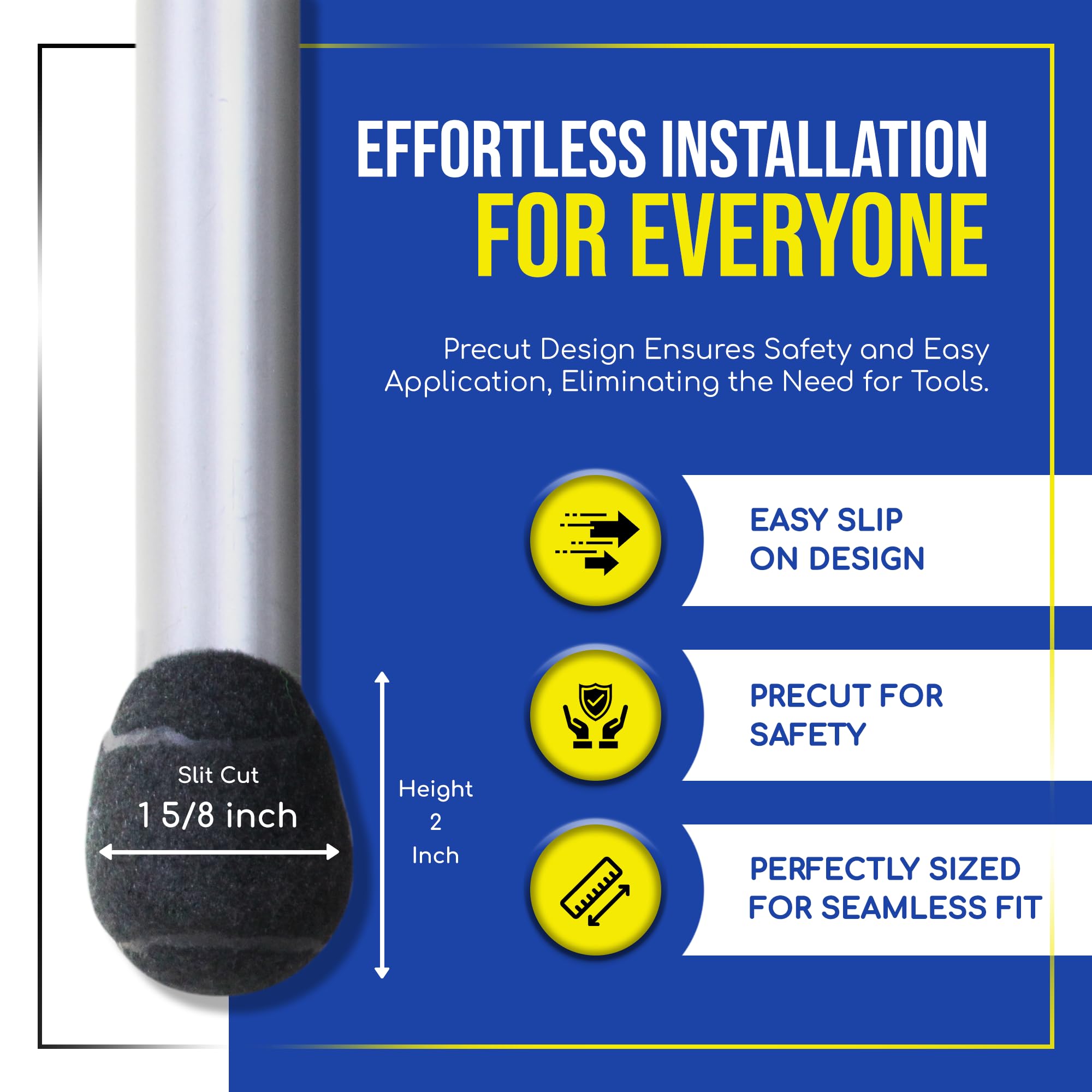 Precut Tennis Balls for Walkers & Chairs – Heavy-Duty Non-Slip Glide Pads for Tables & Desks – 2 Inch Grey Floor Protectors (3 Pairs) – Scratch-Resistant Mobility Aid Accessories – Perfect for Elderly Safety & Furniture Protection