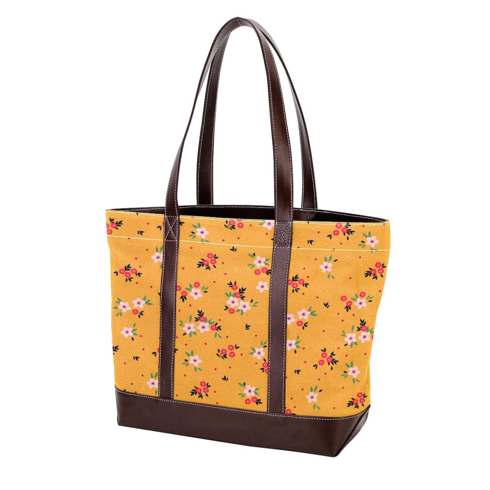 Stylish Large Leather & Canvas Tote Bags for Women - Top Handle Shoulder Satchel Hobo Purses - Perfect for Work, Travel & Everyday Use