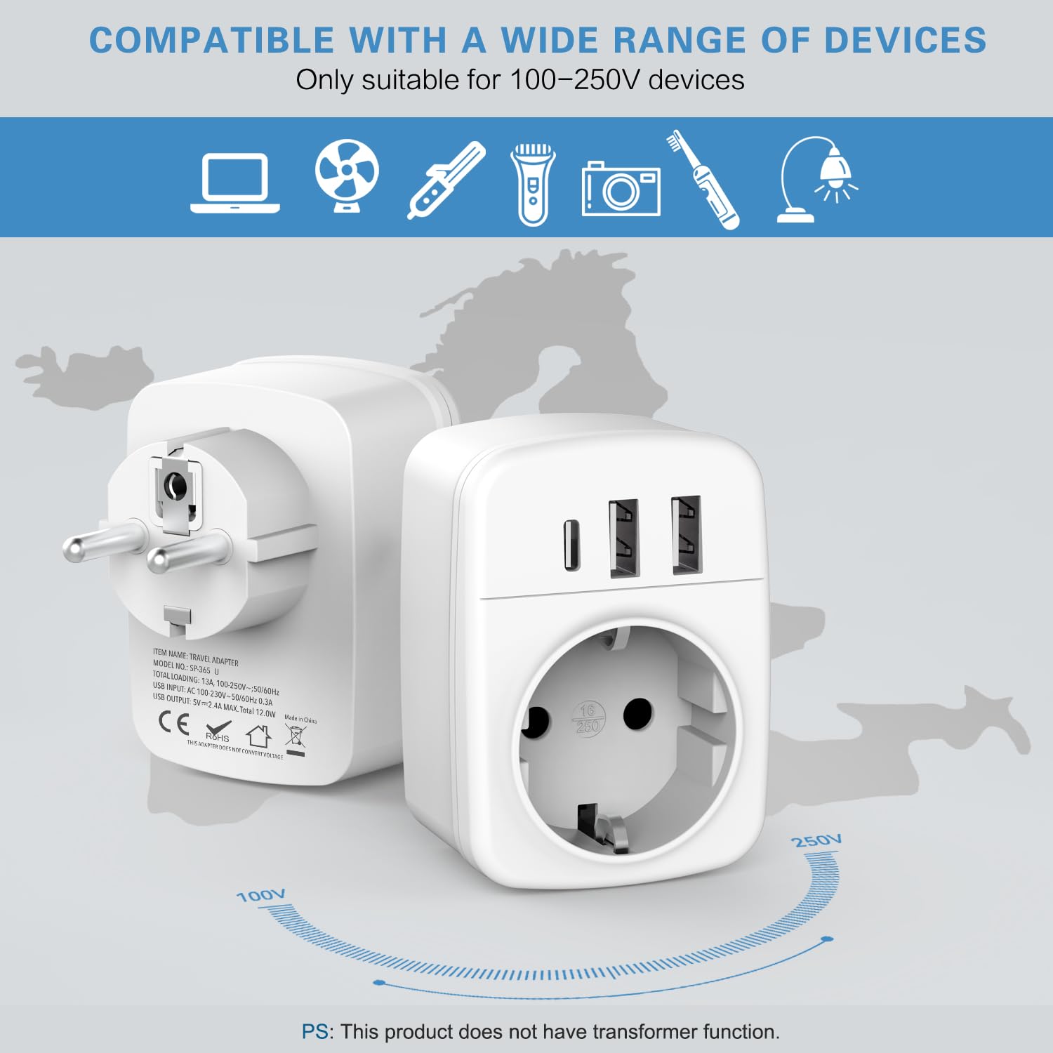 3-Outlet Power Strip with 3 USB Ports - White Multi Plug Extension Cord with USB Charging for Home, Office & Travel - Perfect for Charging Phones, Laptops & Tablets Simultaneously