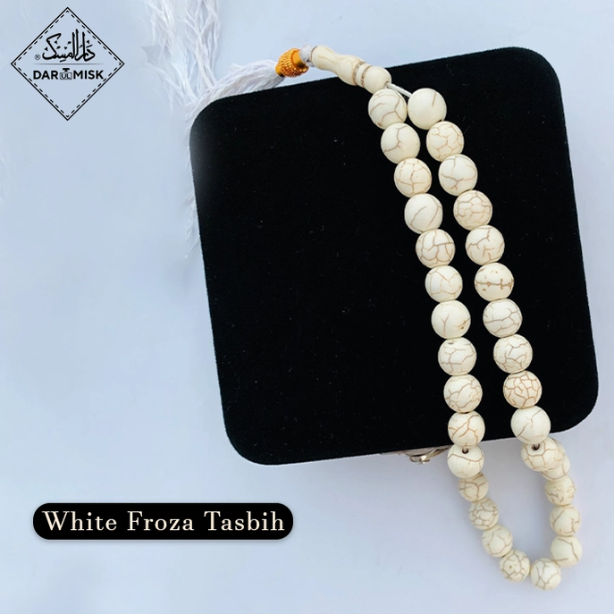 White Feroza Stone Tasbih Prayer Beads - 10mm Bead Size, 33 Count - Perfect for Meditation, Prayer & Stress Relief