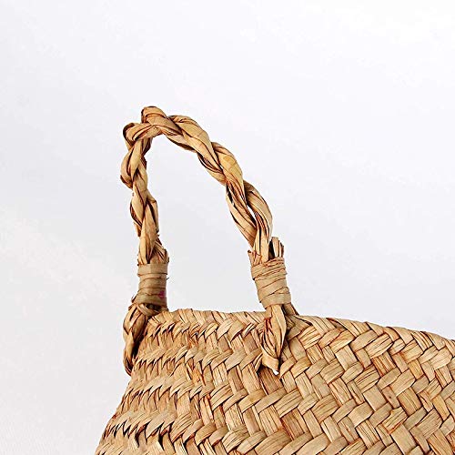 Seagrass Storage Baskets - 22x20cm Wicker Laundry & Toy Organizer, Hanging Flower Pot Basket for Home Decor (Black) | Perfect for Nursery, Bathroom & Closet Organization