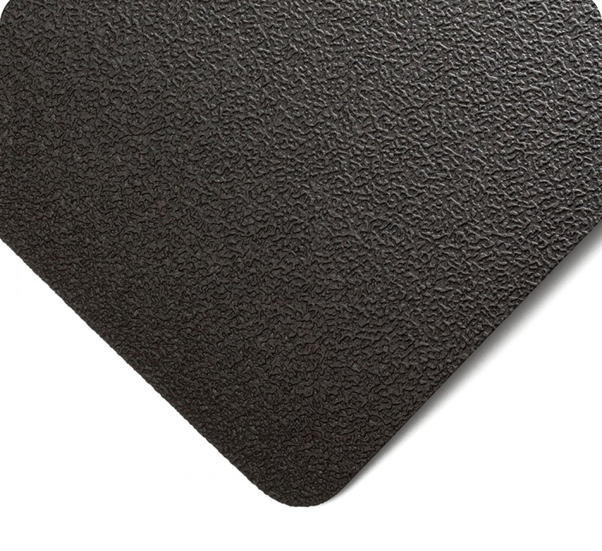 Non-Slip Oil Resistant Rubber Floor Mat - 3' x 12' Black Runner with Grip Texture (3/32