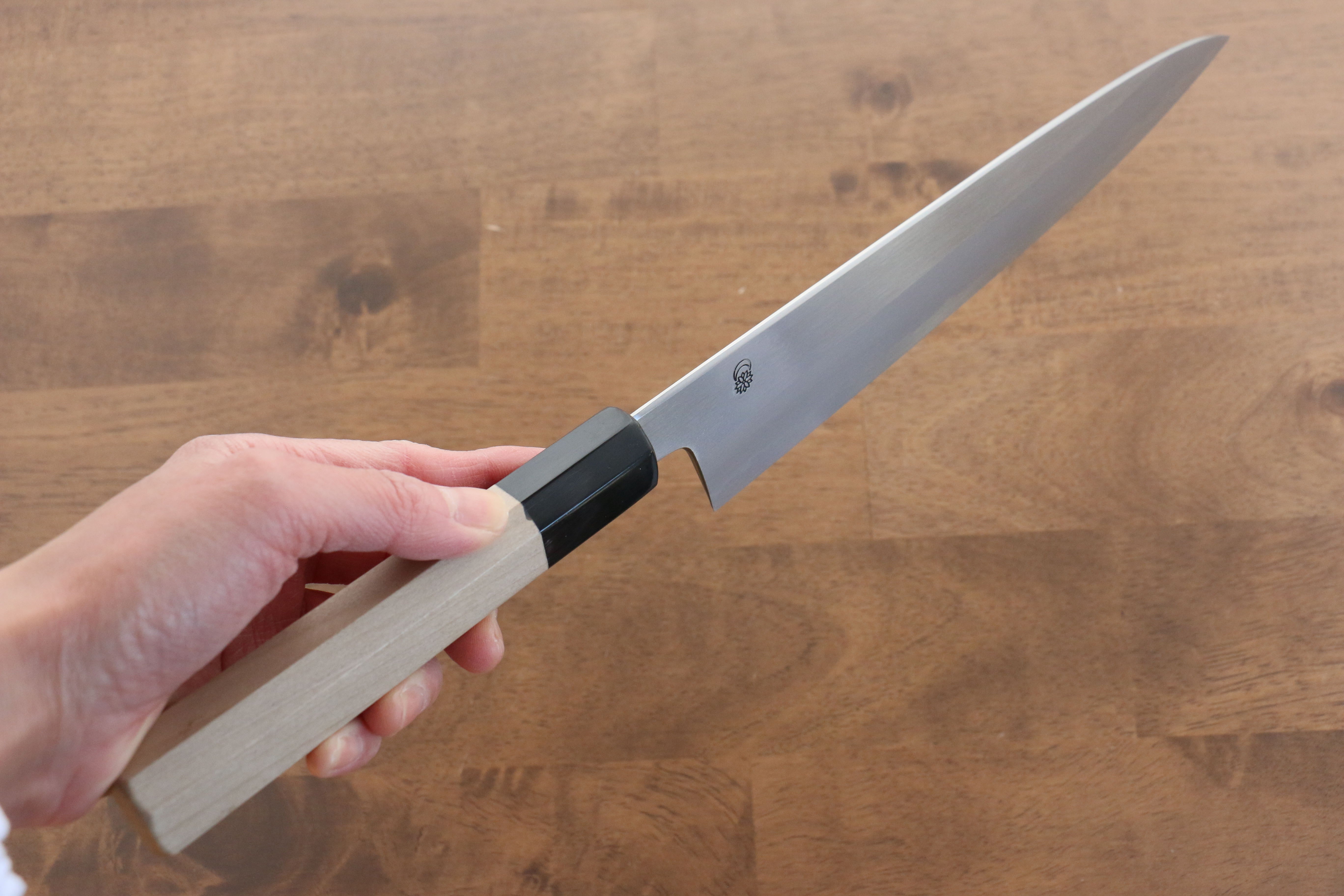 Premium Kikuzuki White Steel No.2 Kasumitogi Gyuto Japanese Chef Knife 240mm with Magnolia Handle - Perfect for Sushi, Meat Slicing & Professional Kitchen Use
